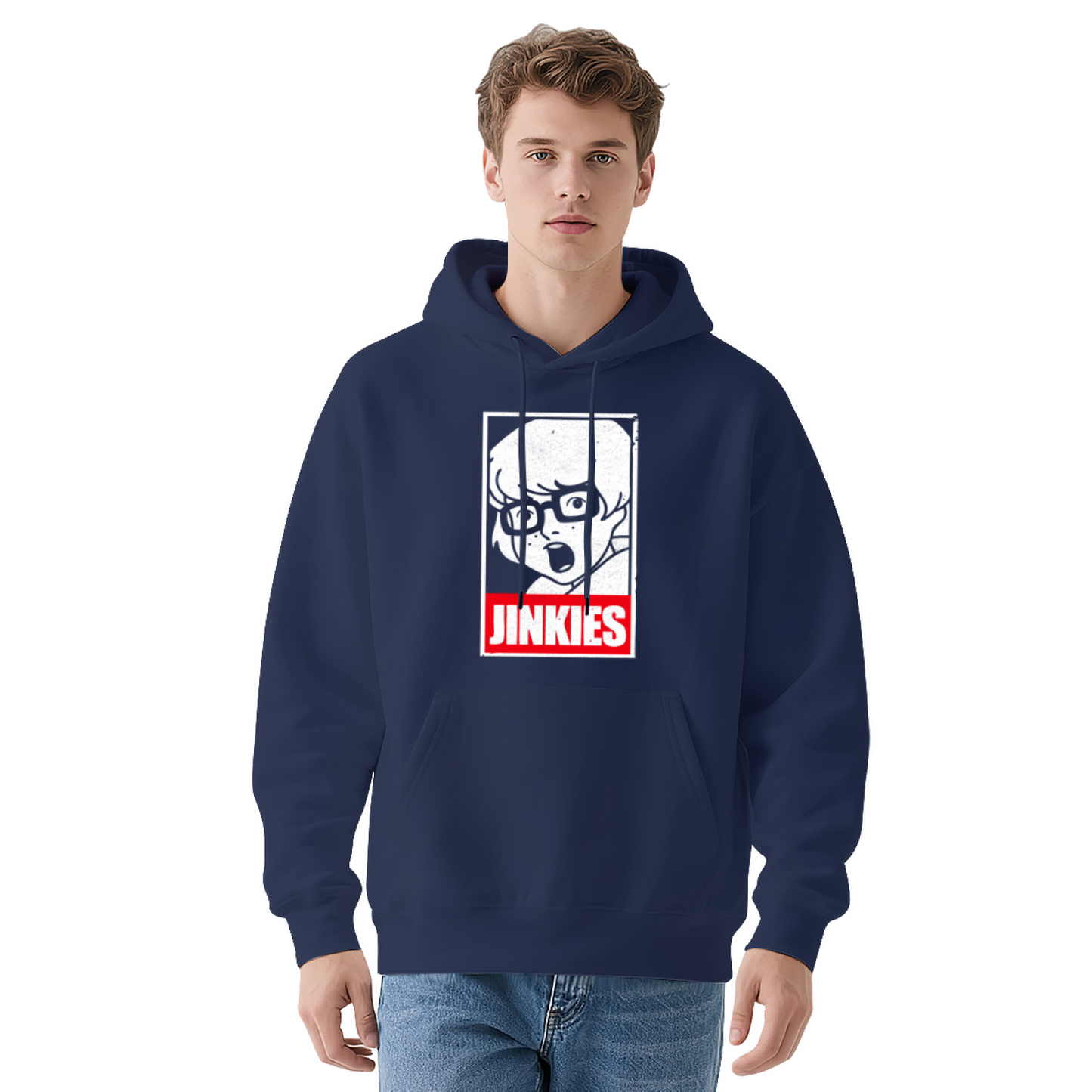 Retro JINKIES Velma Cartoon Graphic Black Hoodie, Casual Comfort Sweatshirt For Fans