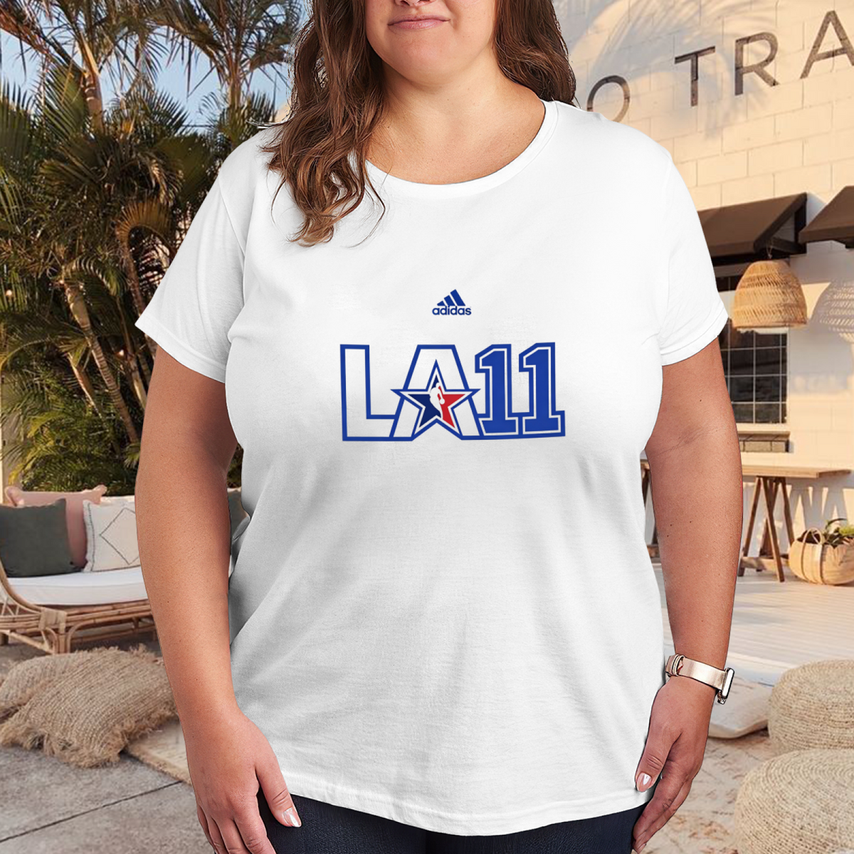 LA11 Basketball Sport Style Plus Size Women Short Sleeve T?Shirt