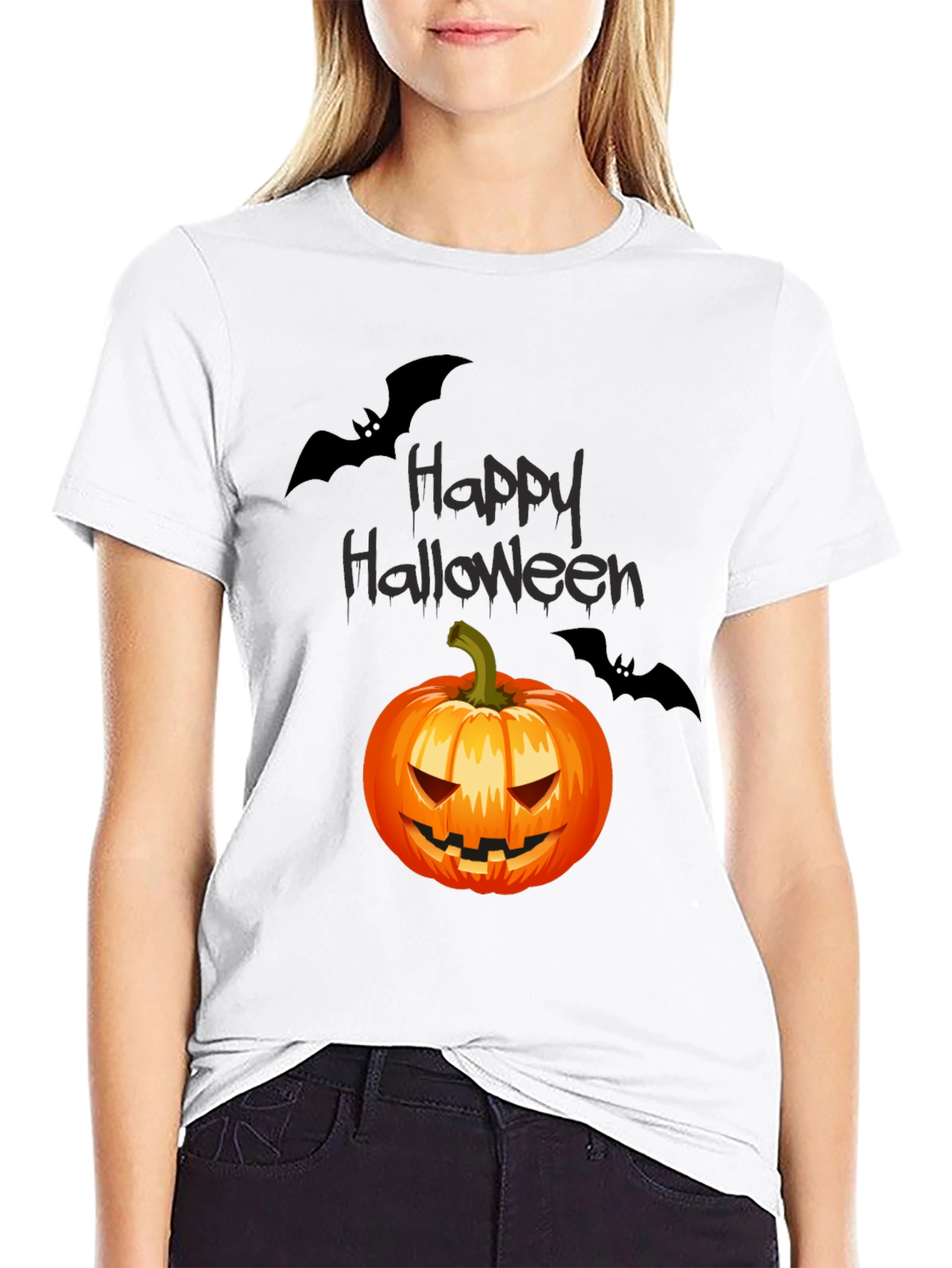 Happy Halloween Pumpkin & Bats T-Shirt