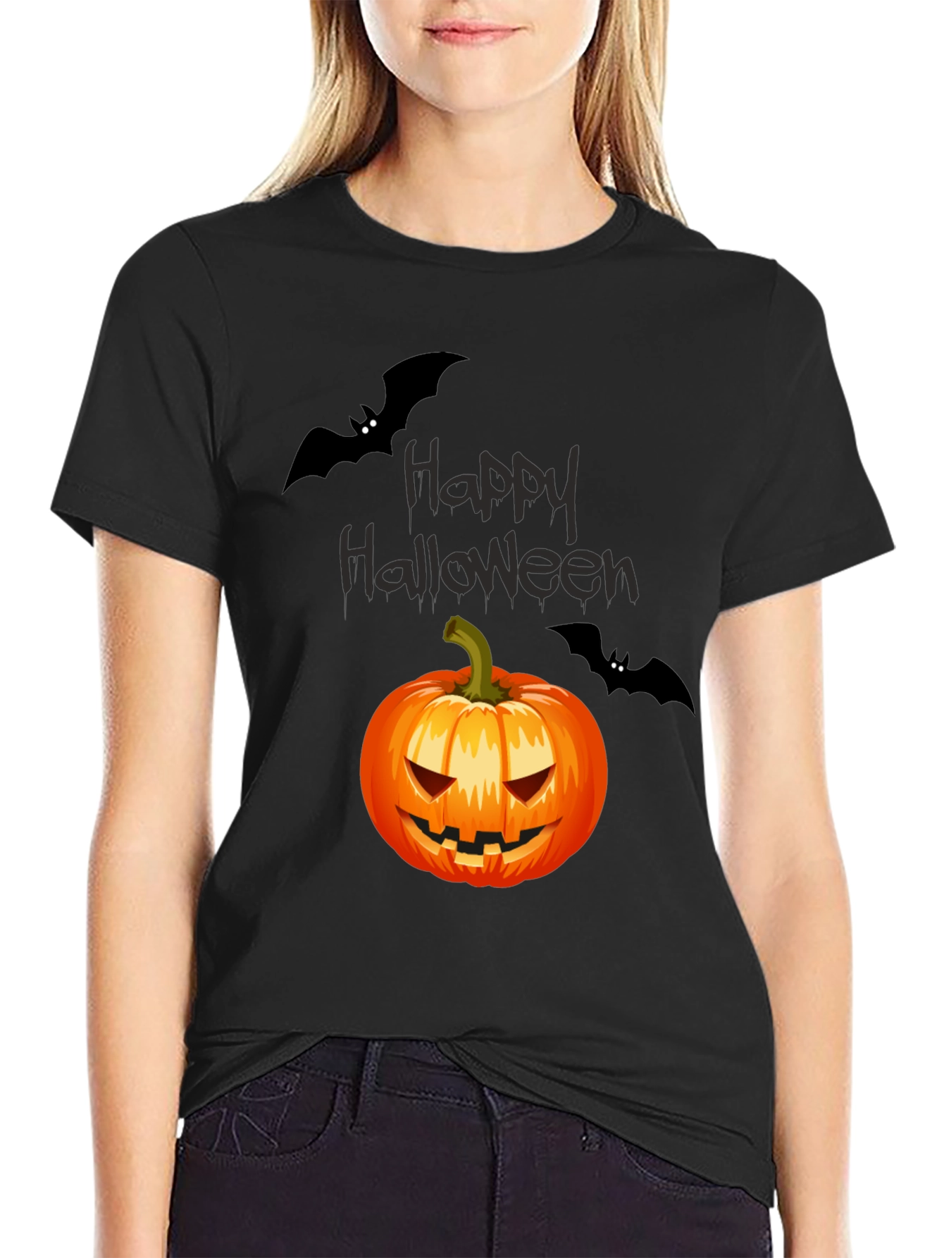 Happy Halloween Pumpkin & Bats T-Shirt