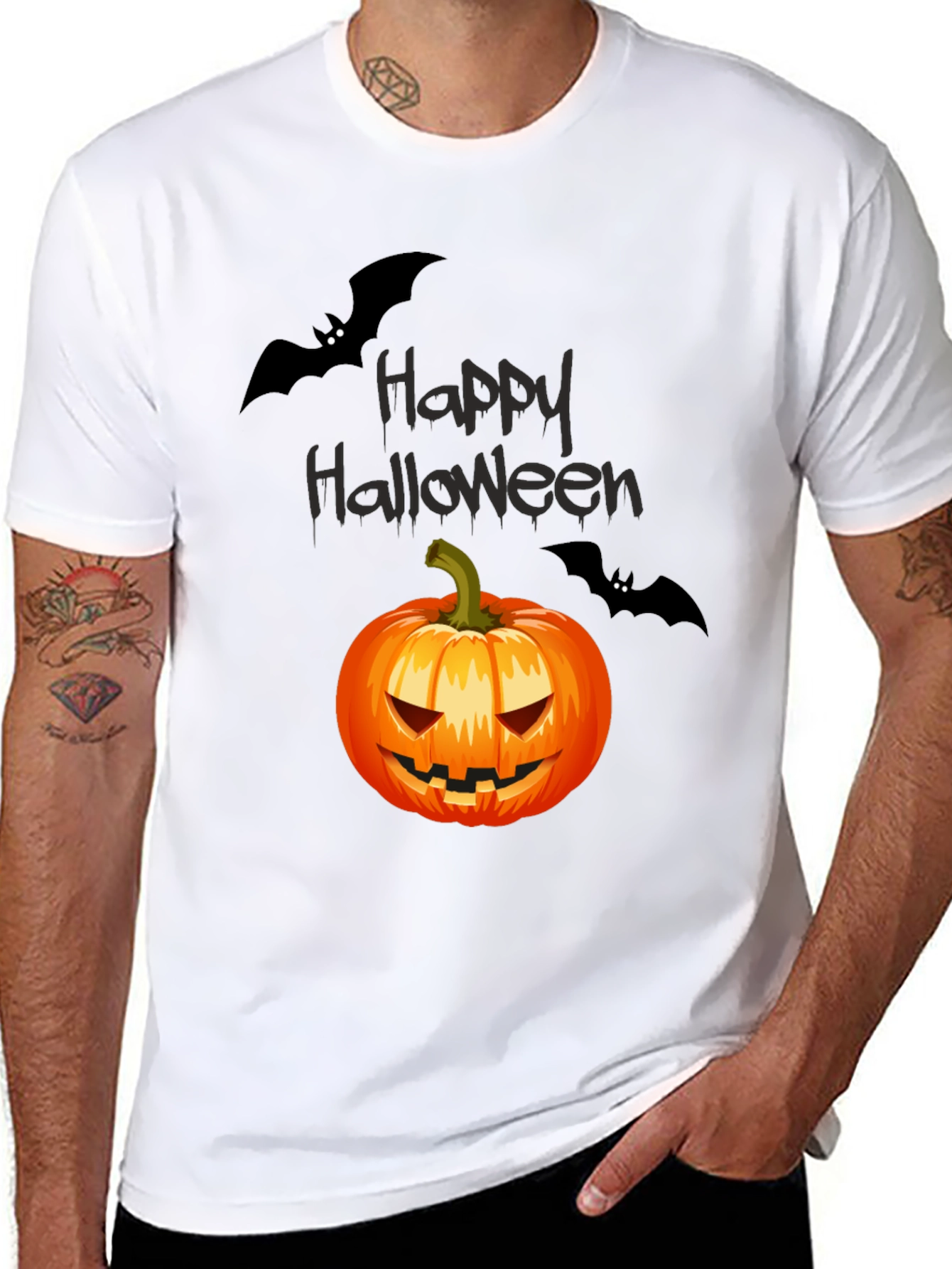 Happy Halloween Pumpkin & Bats T-Shirt