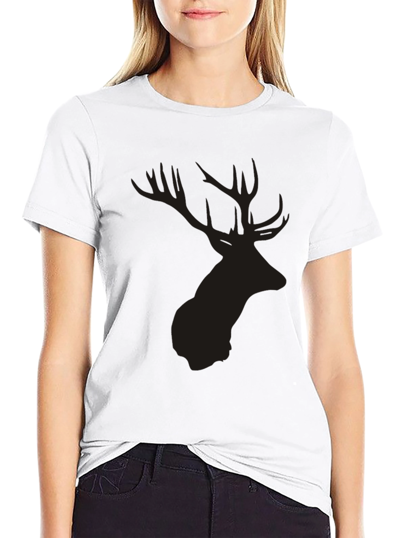 Black Deer Silhouette Graphic Tee