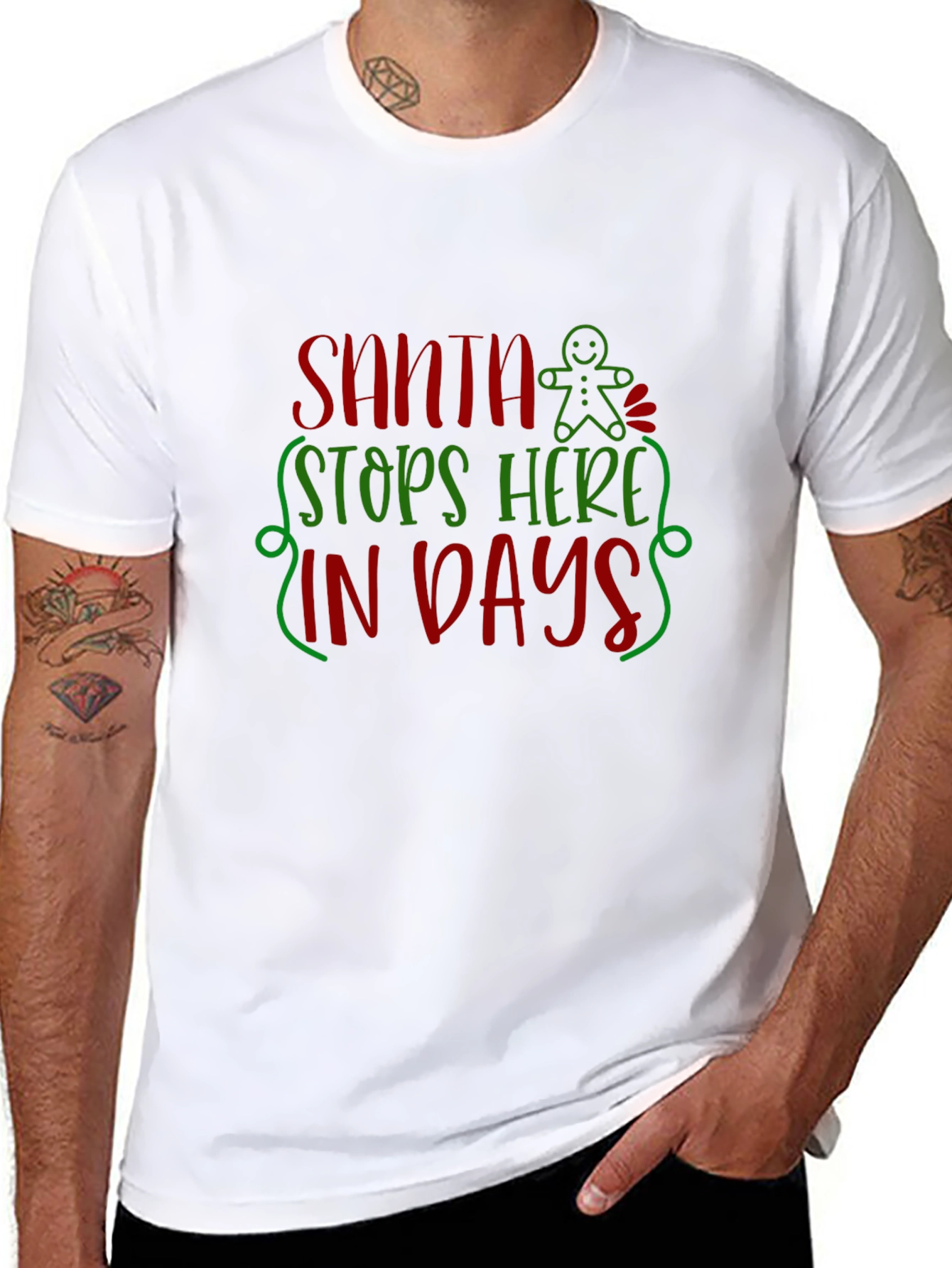 Santa Stops Here Christmas Graphic Tee