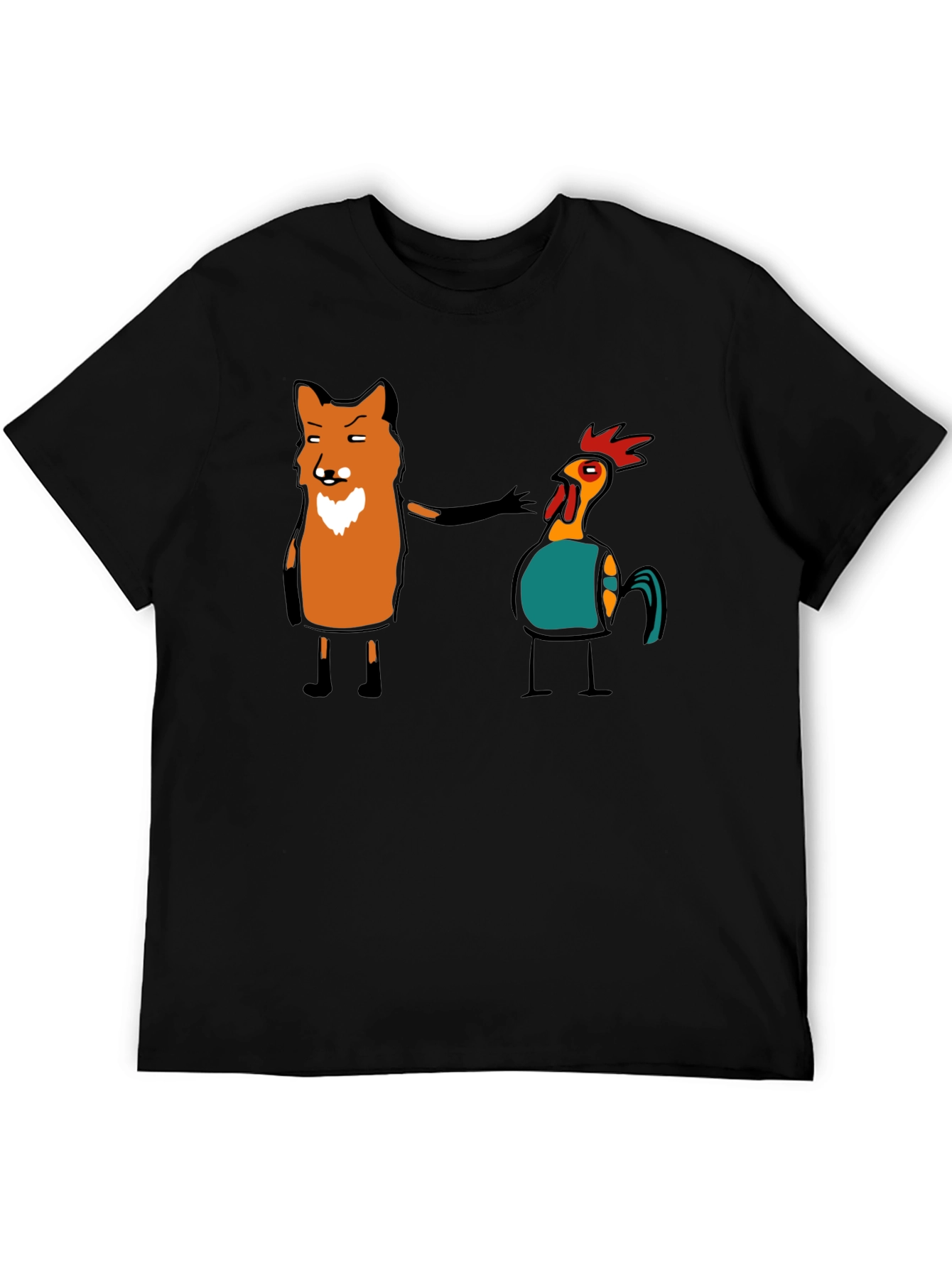 Fox and Chicken Graphic Tee - Unique Design