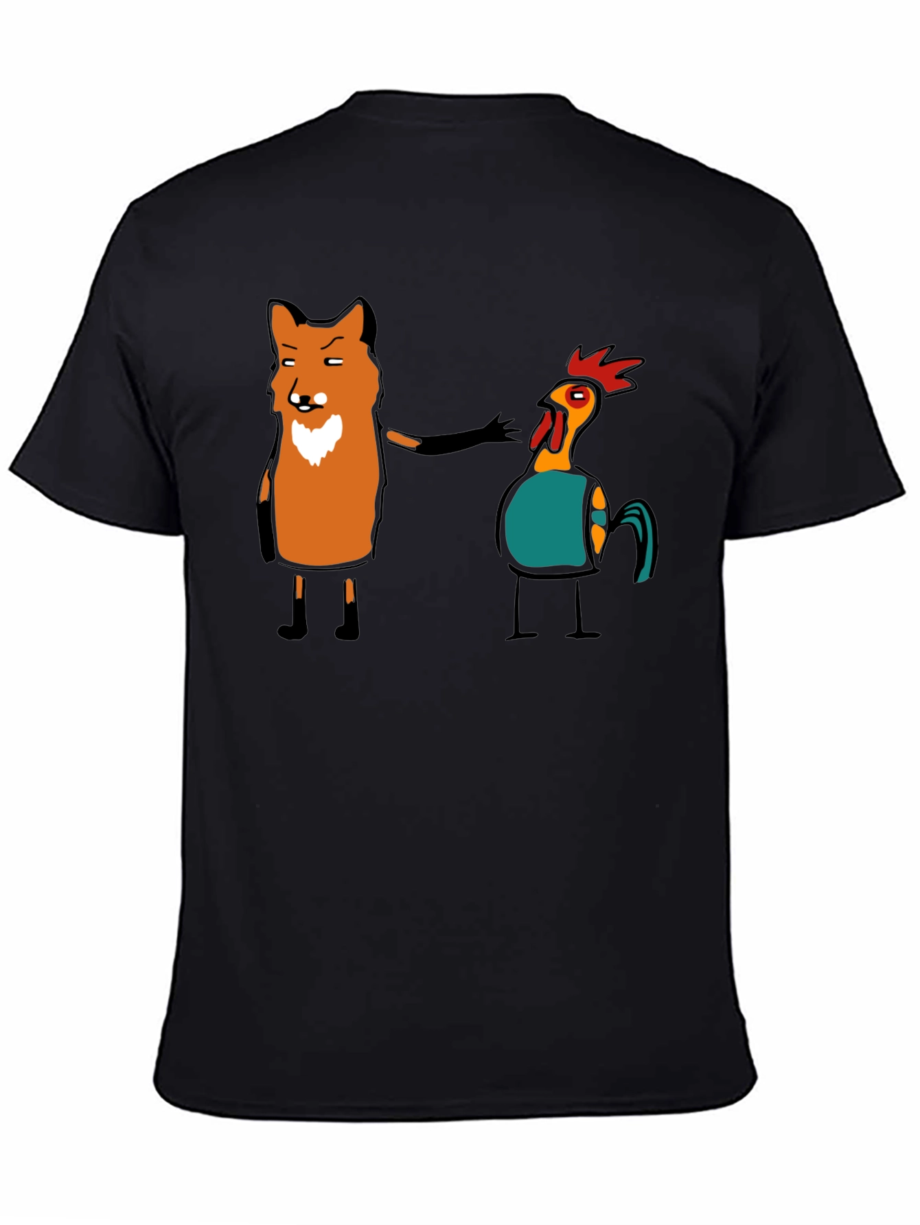 Fox and Chicken Graphic Tee - Unique Design