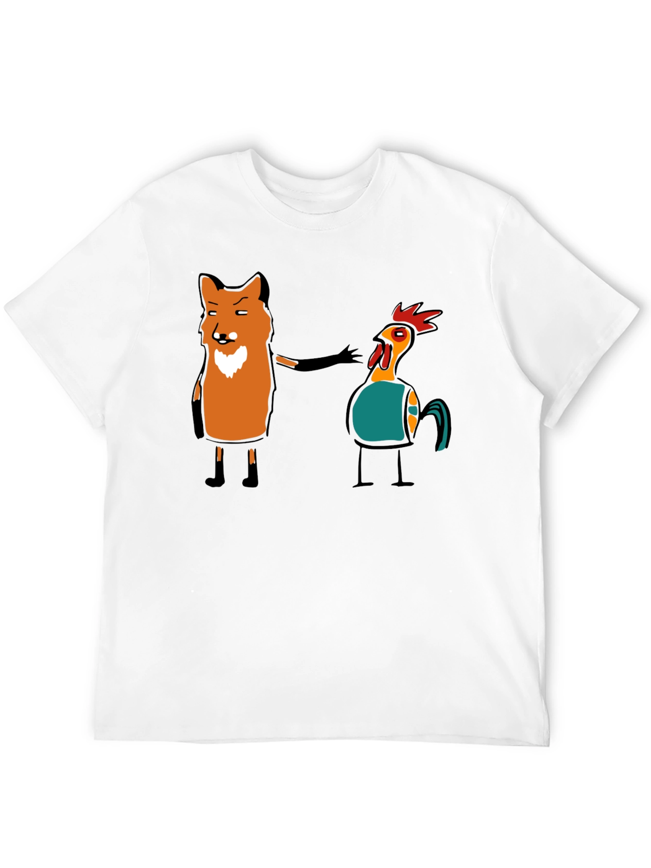 Fox and Chicken Graphic Tee - Unique Design