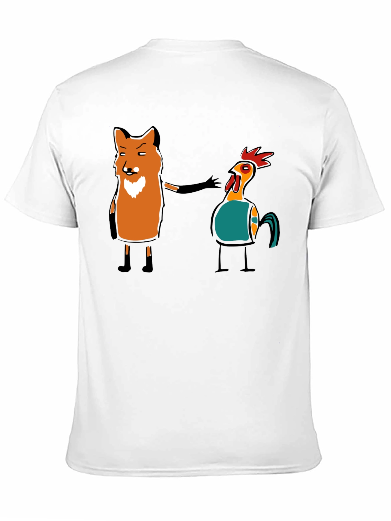 Fox and Chicken Graphic Tee - Unique Design