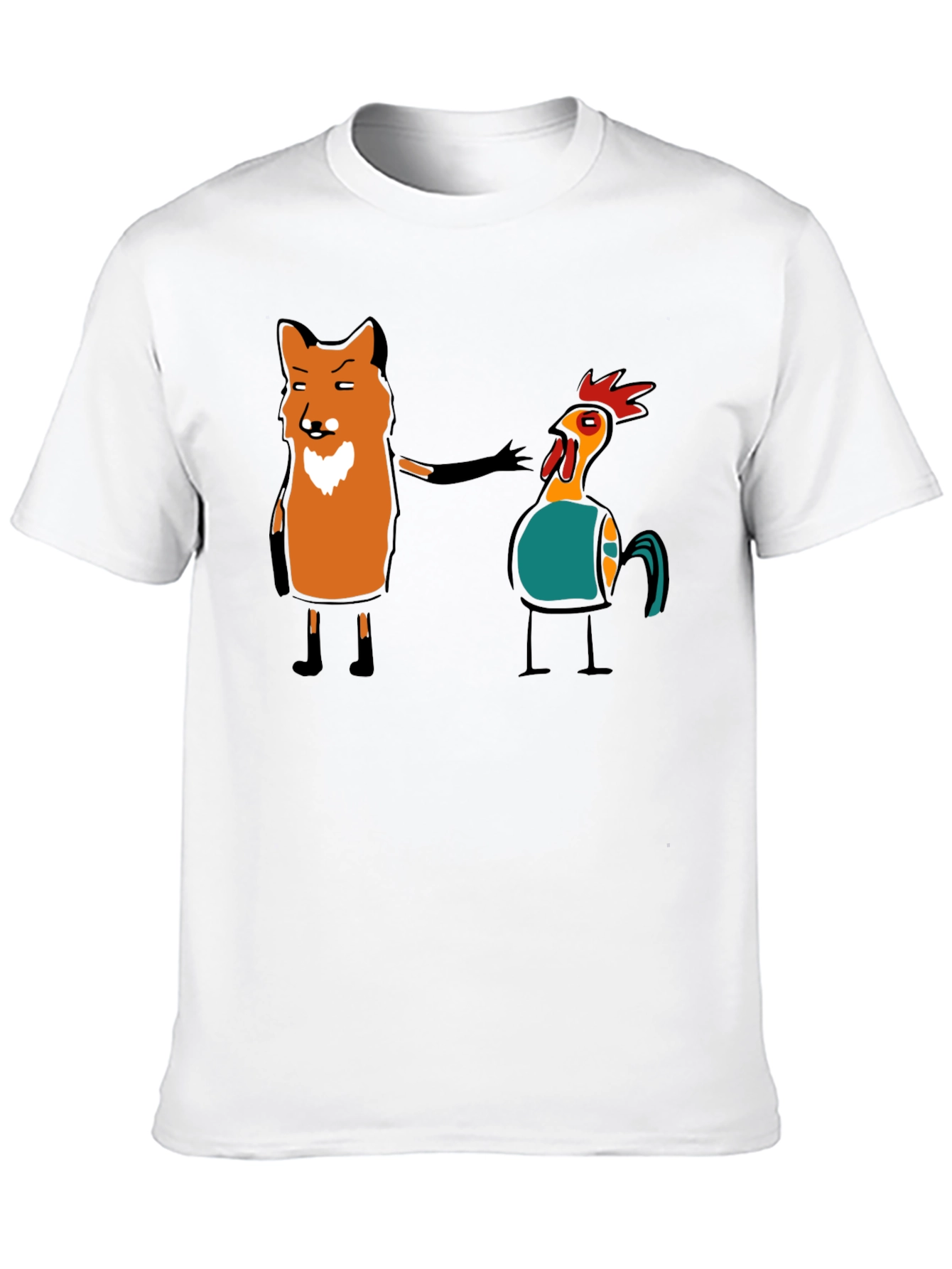 Fox and Chicken Graphic Tee - Unique Design