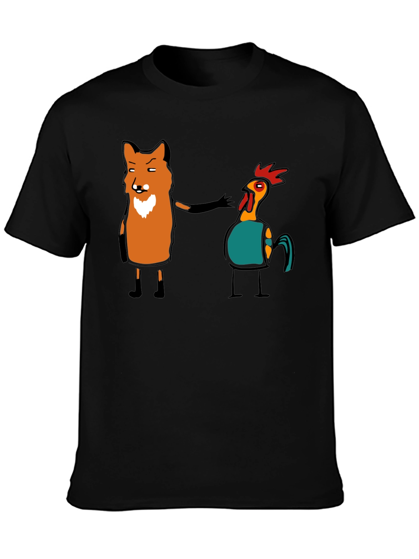 Fox and Chicken Graphic Tee - Unique Design