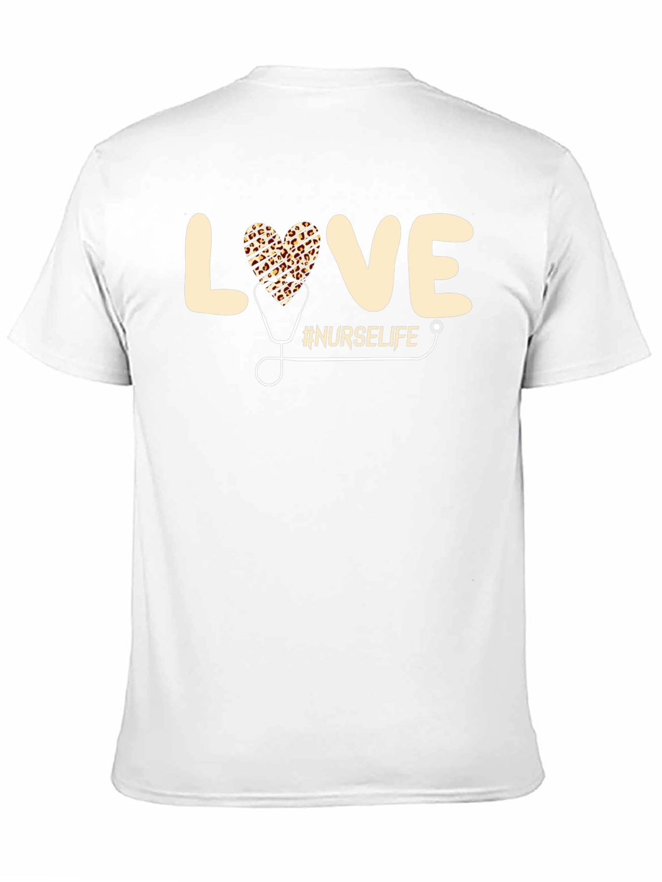 Nurse Life Leopard Heart Stethoscope Graphic T-Shirt