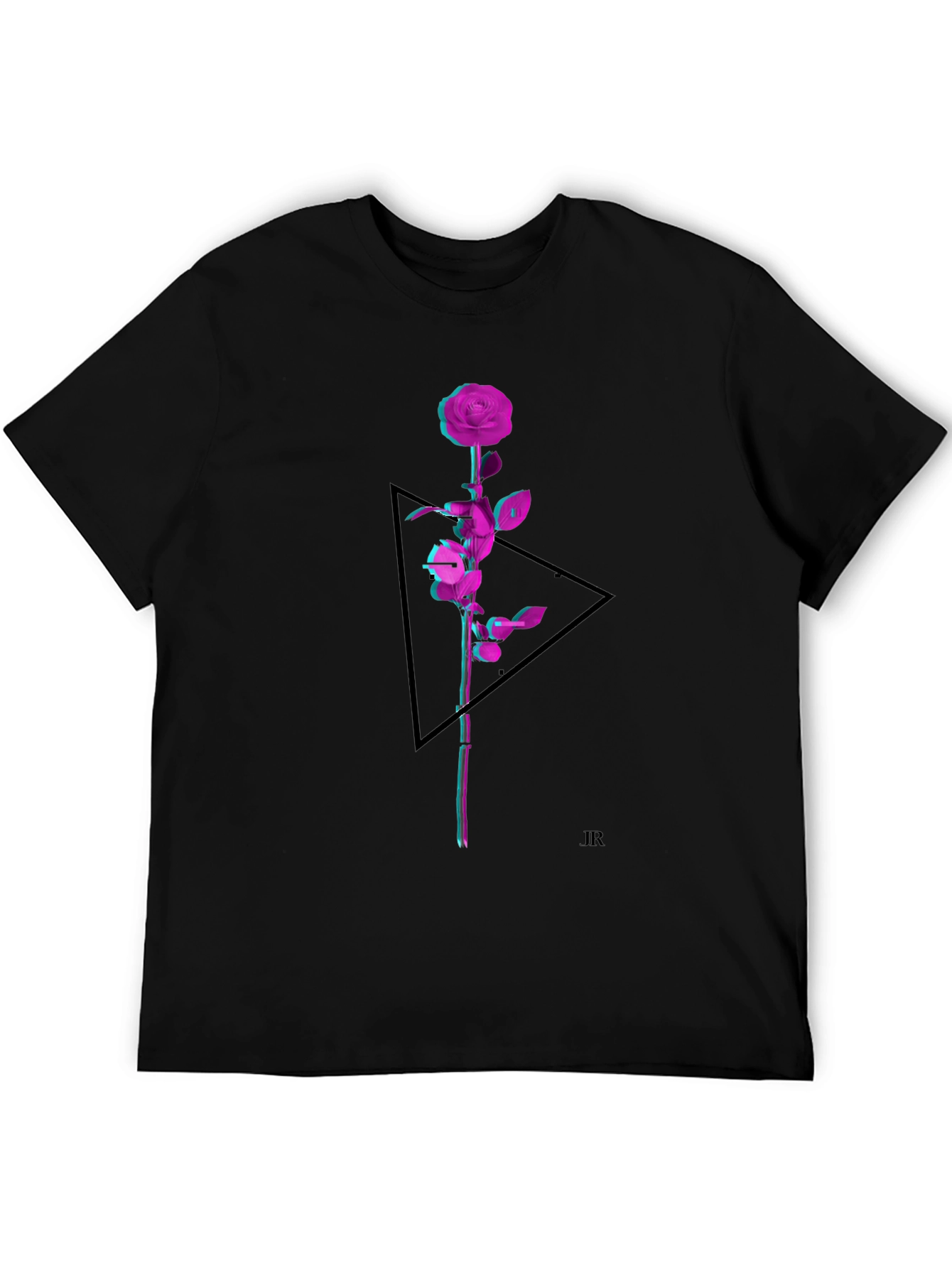 Geometric Rose Graphic Tee - Modern Style