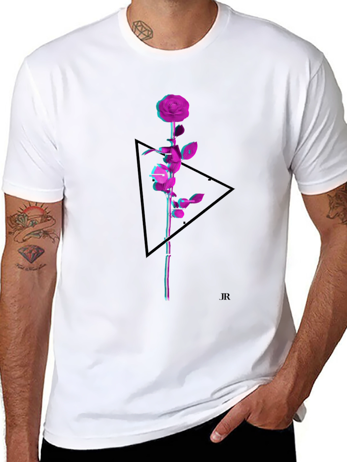 Geometric Rose Graphic Tee - Modern Style