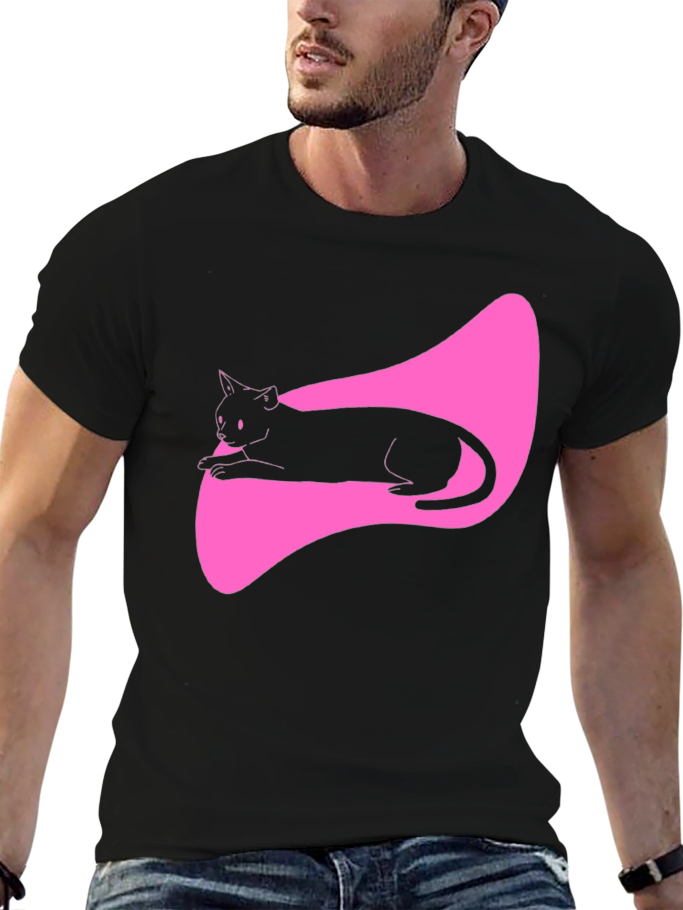 Black Cat Graphic Tee - Stylish Mens T-Shirt