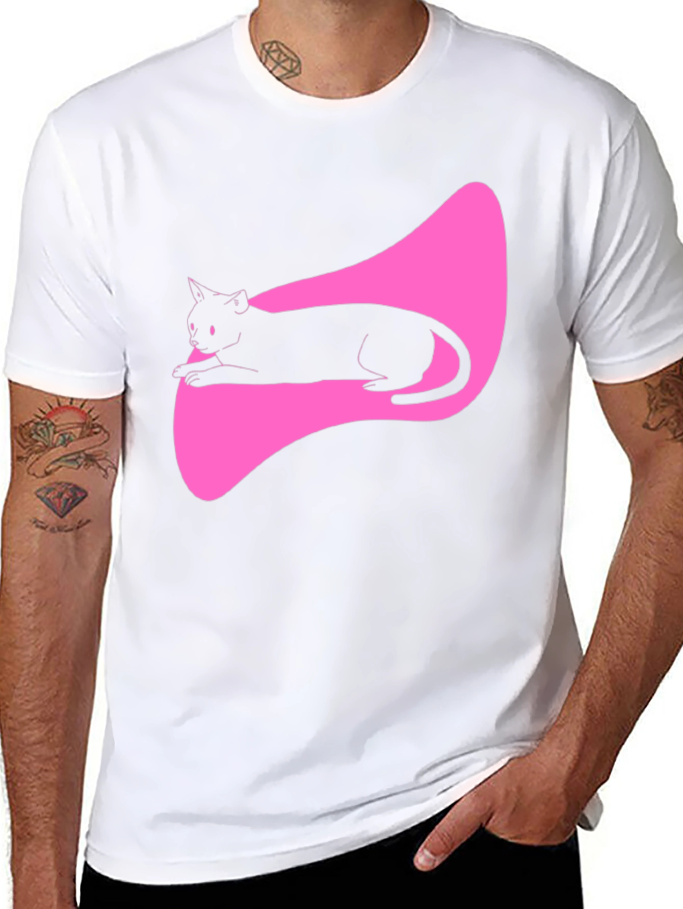 Black Cat Graphic Tee - Stylish Mens T-Shirt