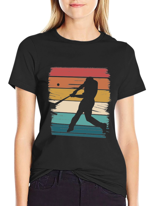 Vintage Baseball Silhouette Graphic Tee - Black