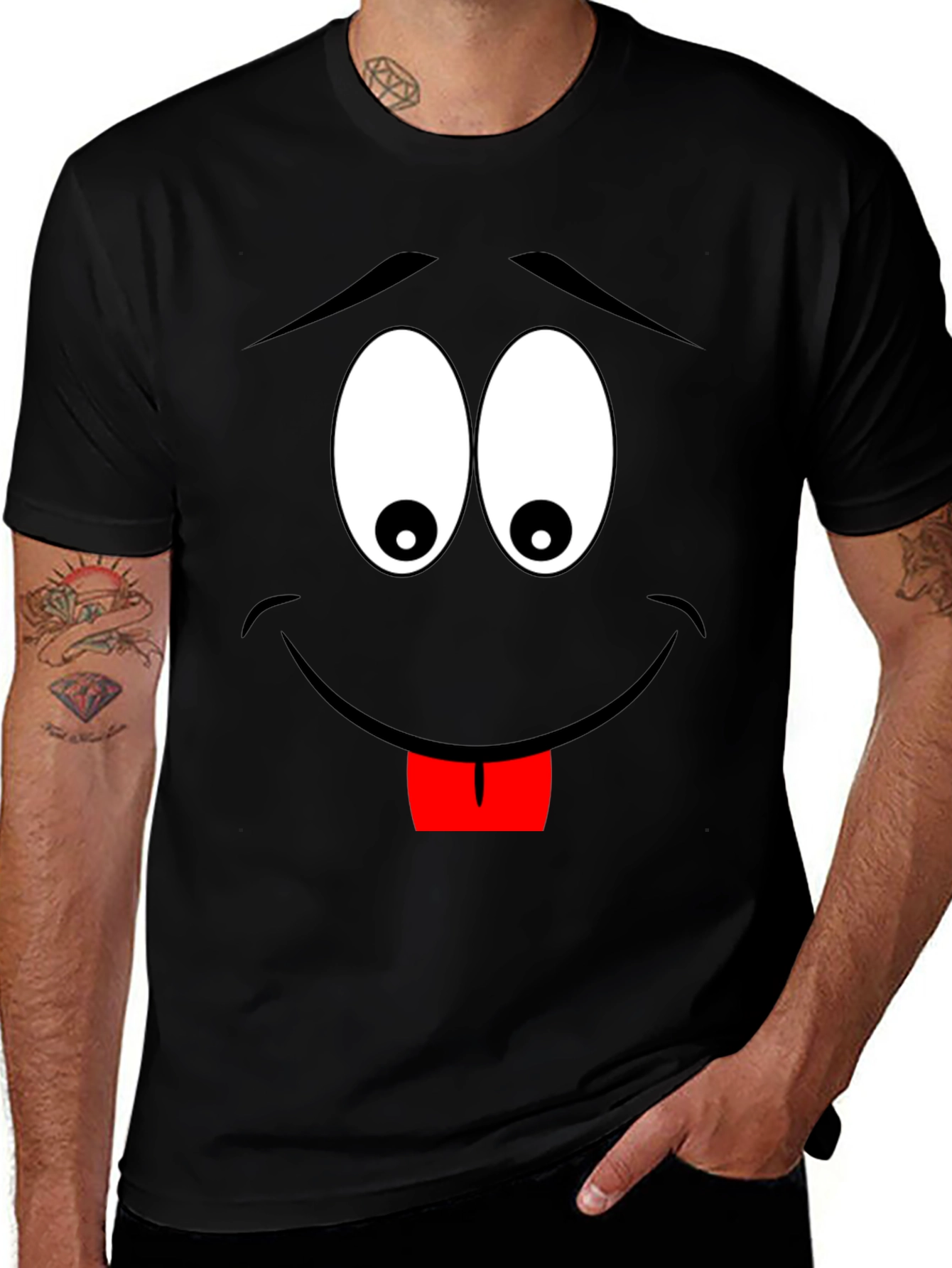 Cartoon Face Black T-Shirt