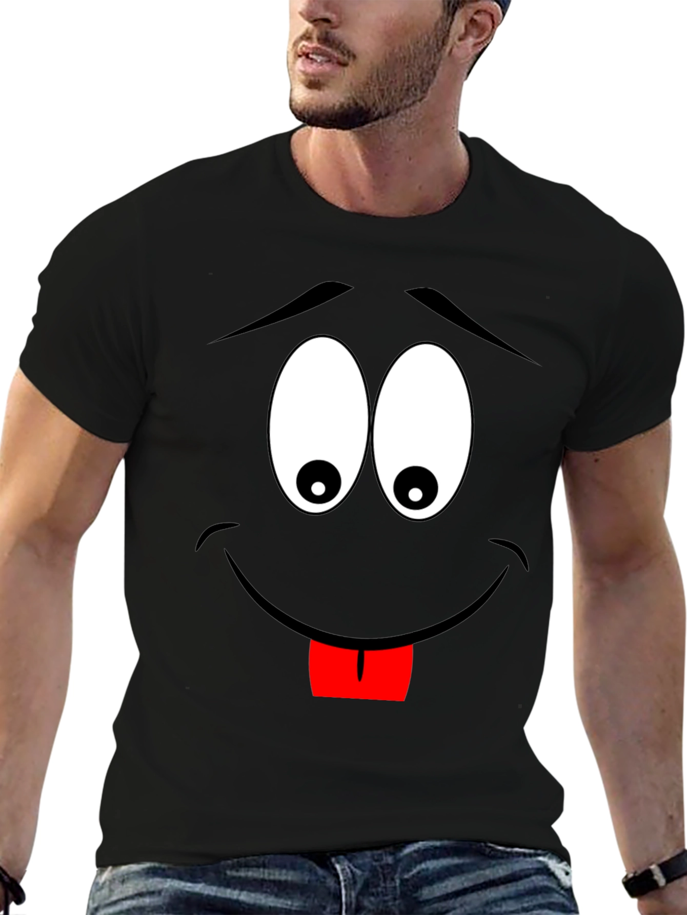 Cartoon Face Black T-Shirt