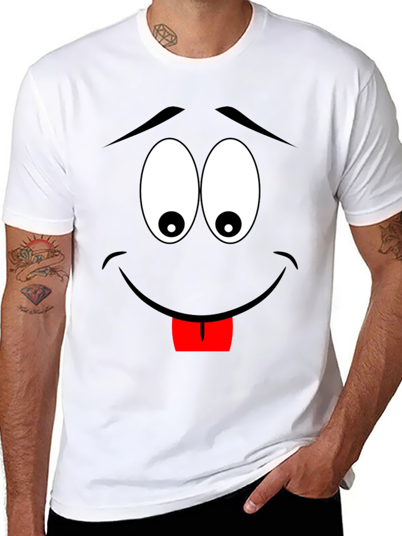 Cartoon Face Black T-Shirt