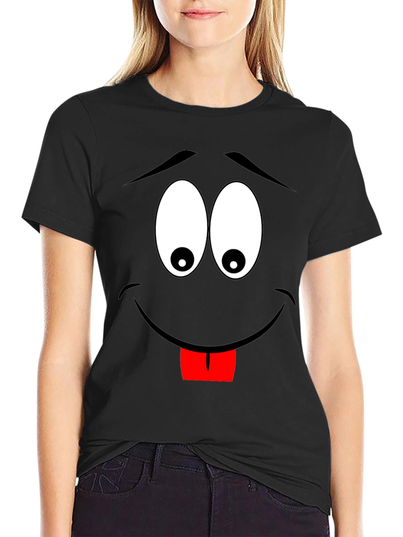 Cartoon Face Black T-Shirt