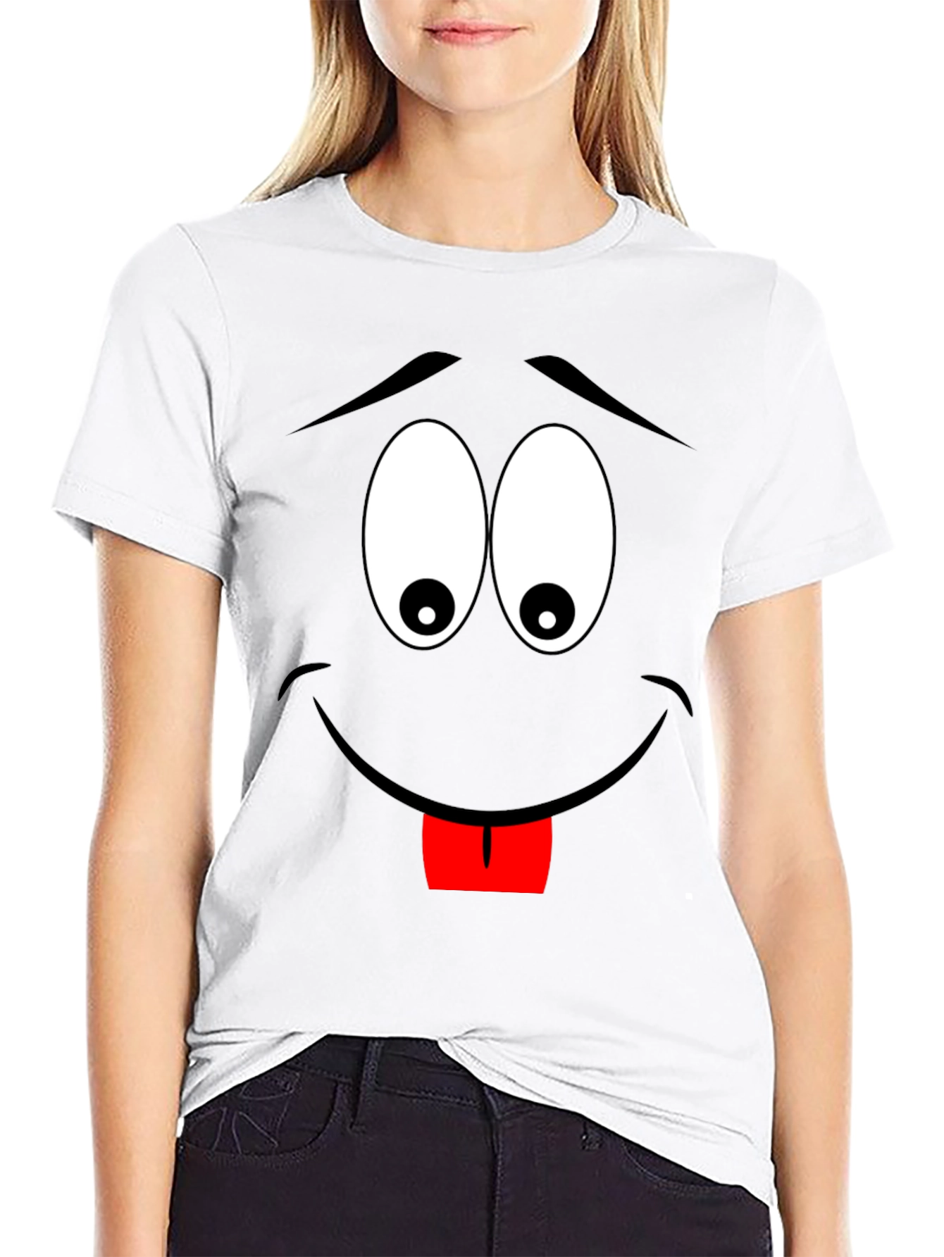 Cartoon Face Black T-Shirt