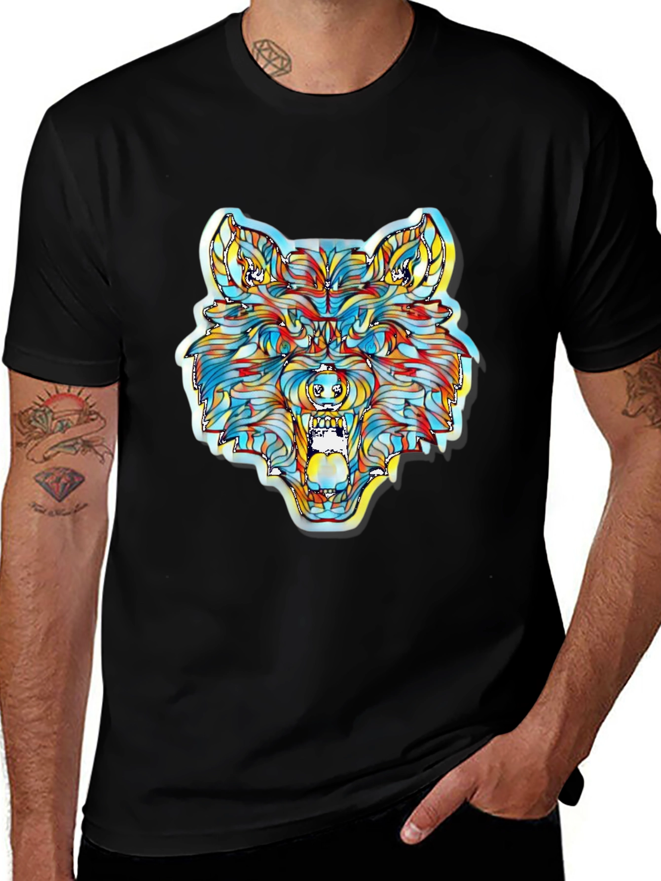 Vibrant Wolf Graphic T-Shirt - Unique Artistic Design