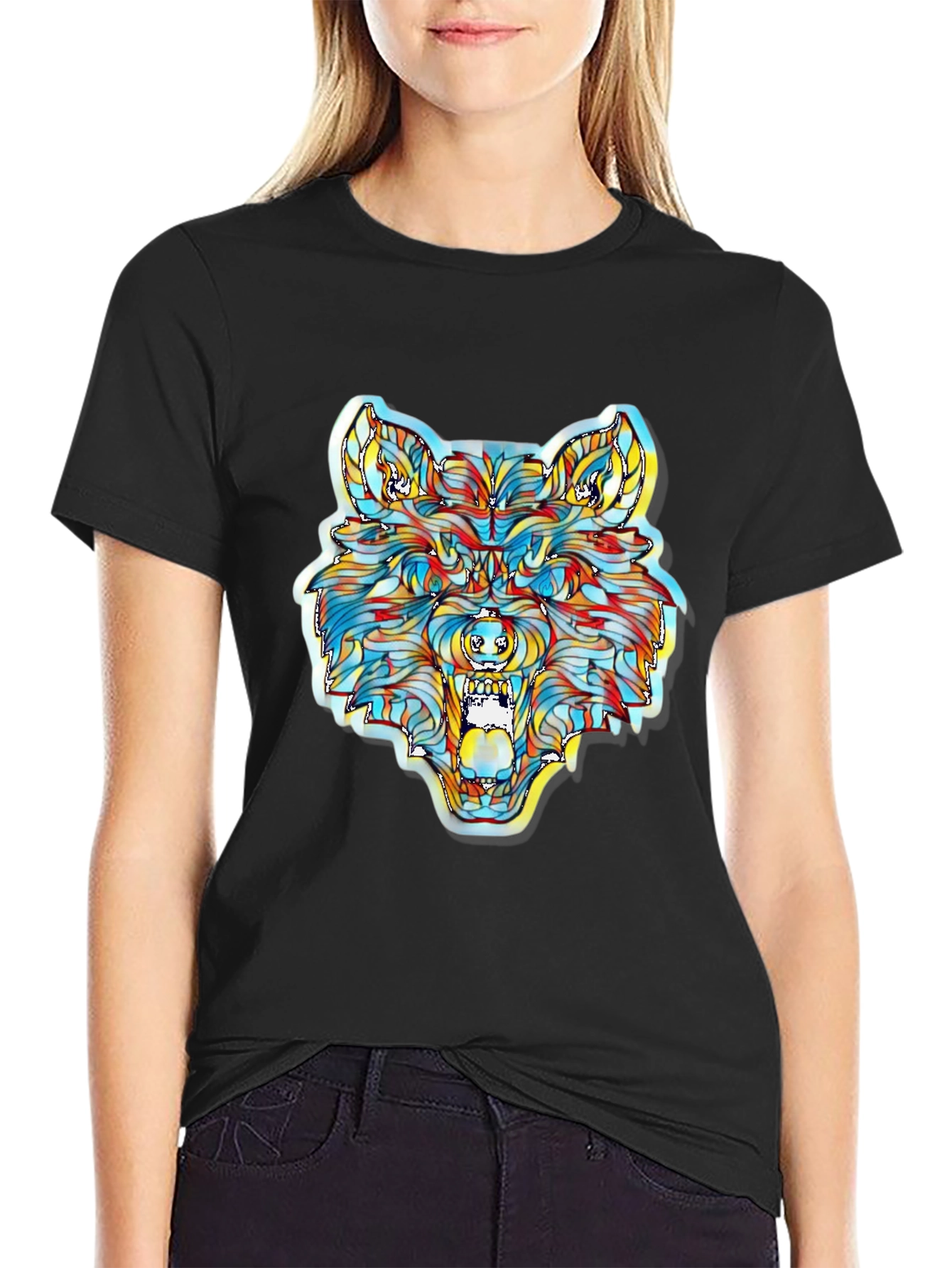 Vibrant Wolf Graphic T-Shirt - Unique Artistic Design