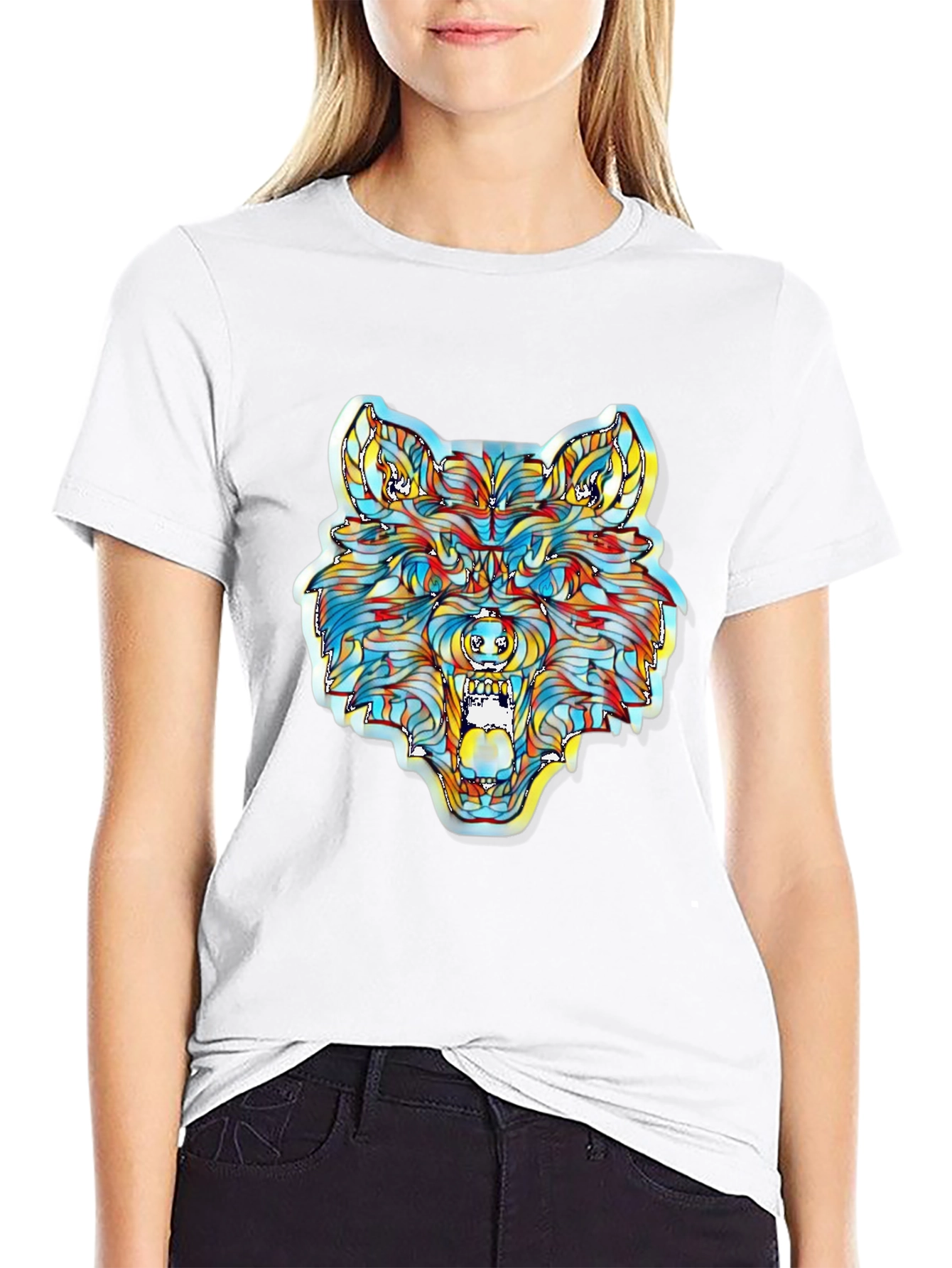 Vibrant Wolf Graphic T-Shirt - Unique Artistic Design