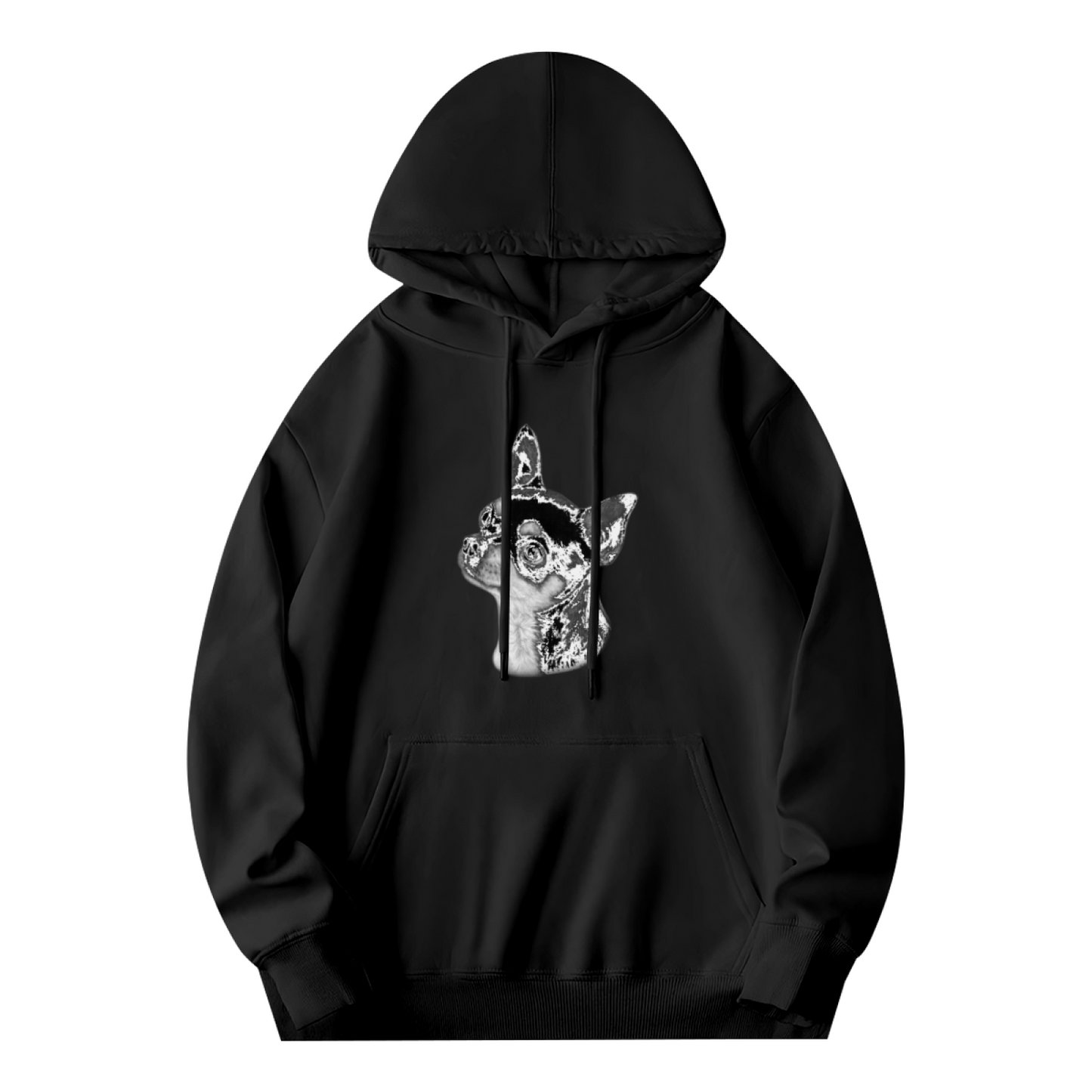 Monochrome Chihuahua Dog Portrait Hoodie, Breathable Casual Comfort