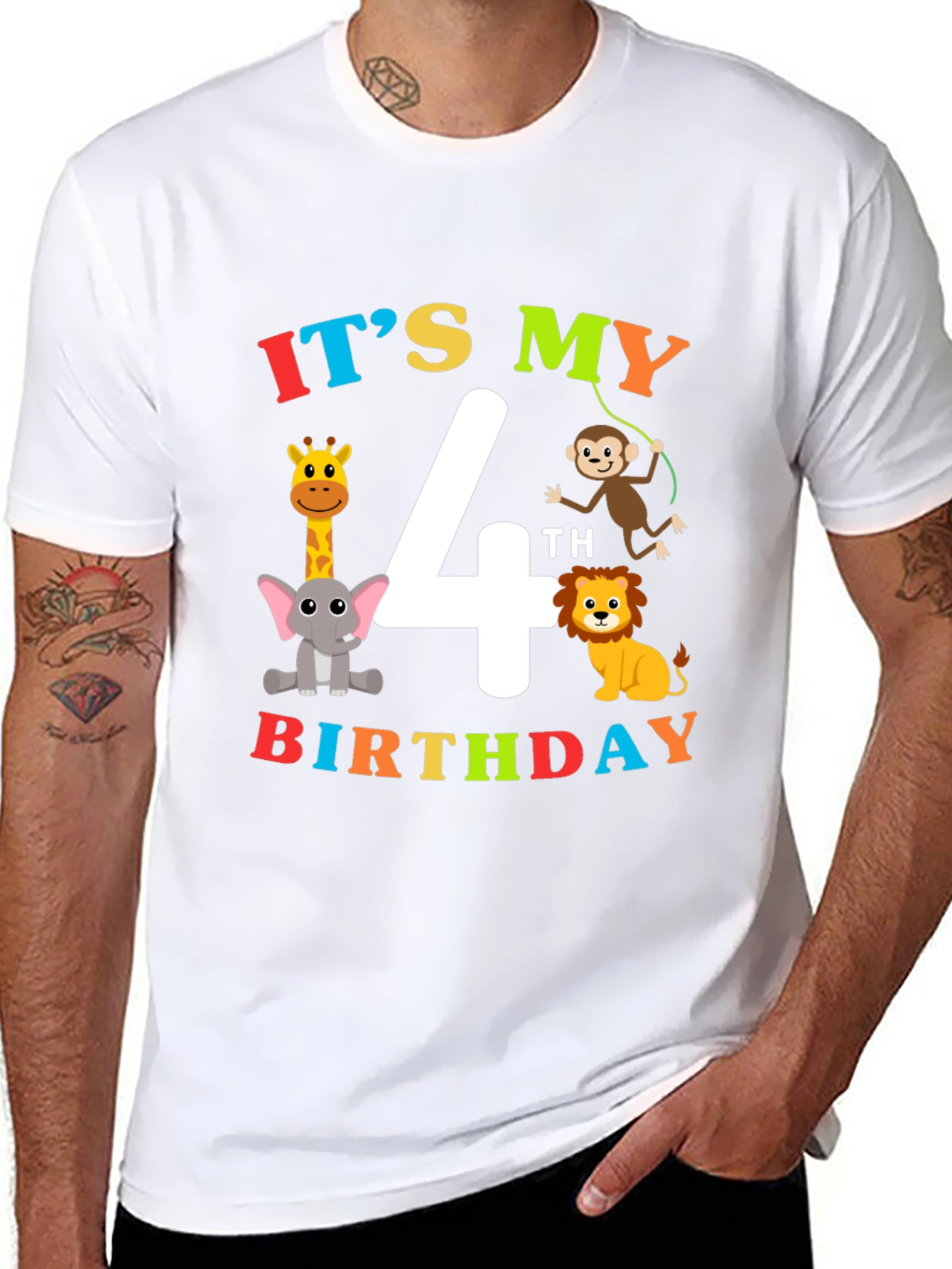 Its My 4th Birthday T-Shirt Animal Theme