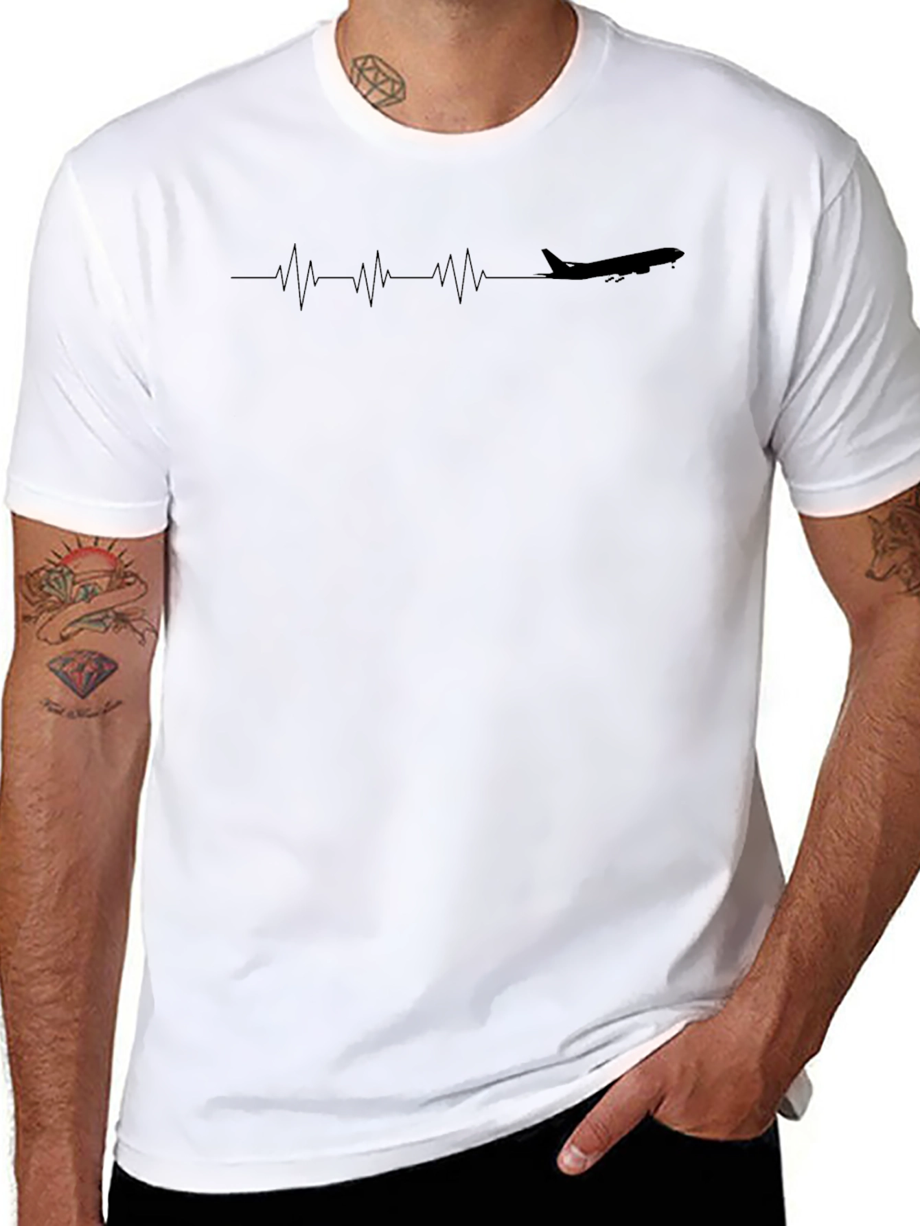 Airplane Heartbeat T-Shirt - Aviation Enthusiast Tee