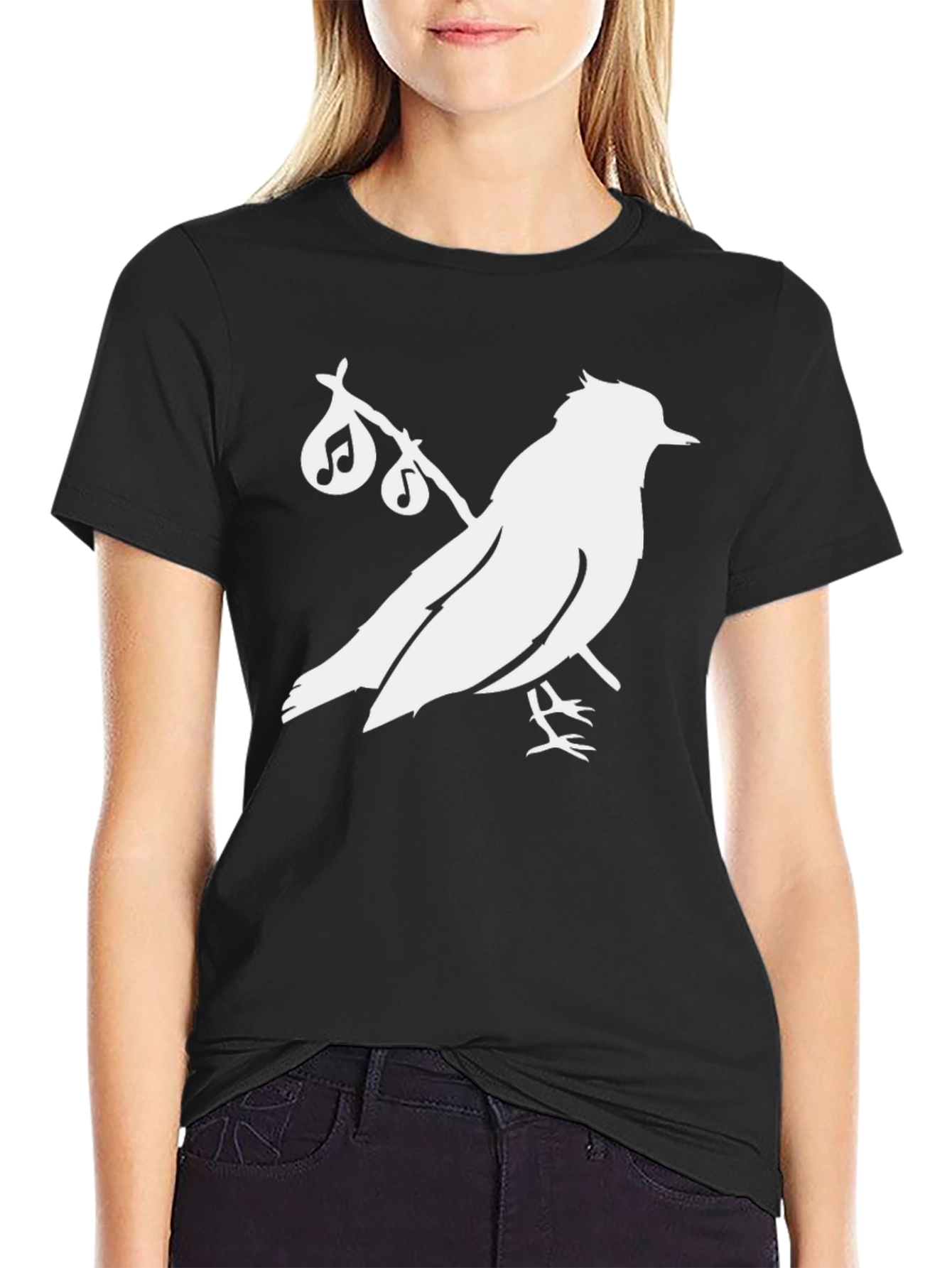Bird Song T-Shirt - Black Cotton Graphic Tee