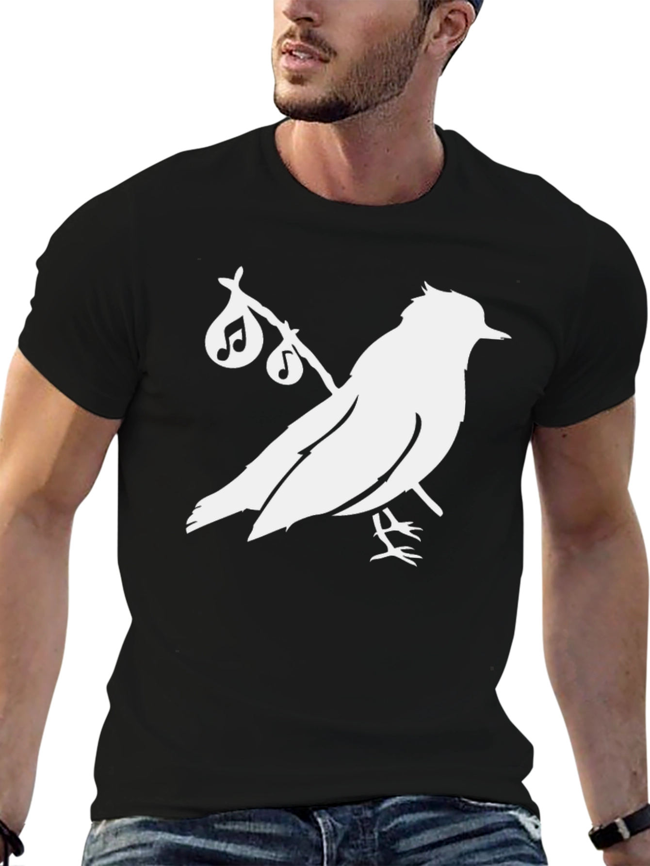 Bird Song T-Shirt - Black Cotton Graphic Tee