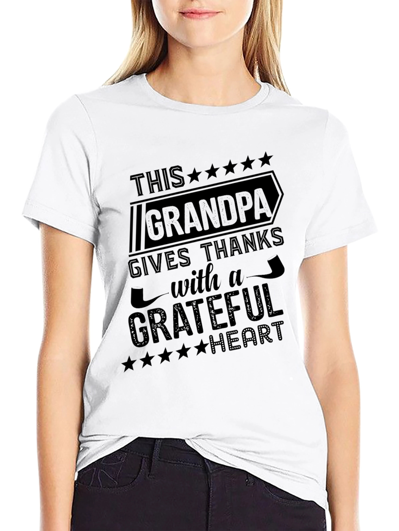 Grandpa Gives Thanks Graphic Tee - Black