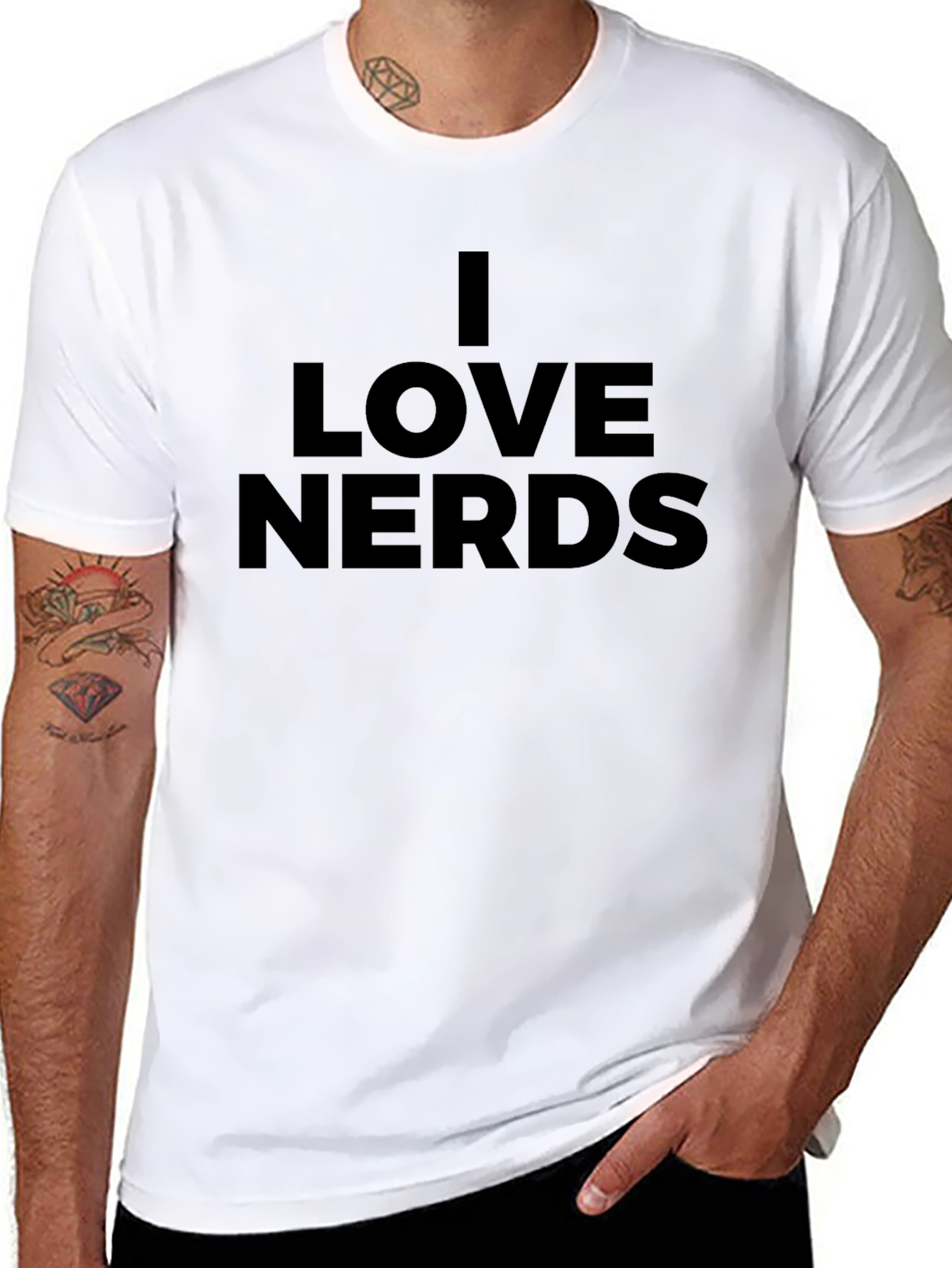 I Love Nerds Graphic T-Shirt - Black