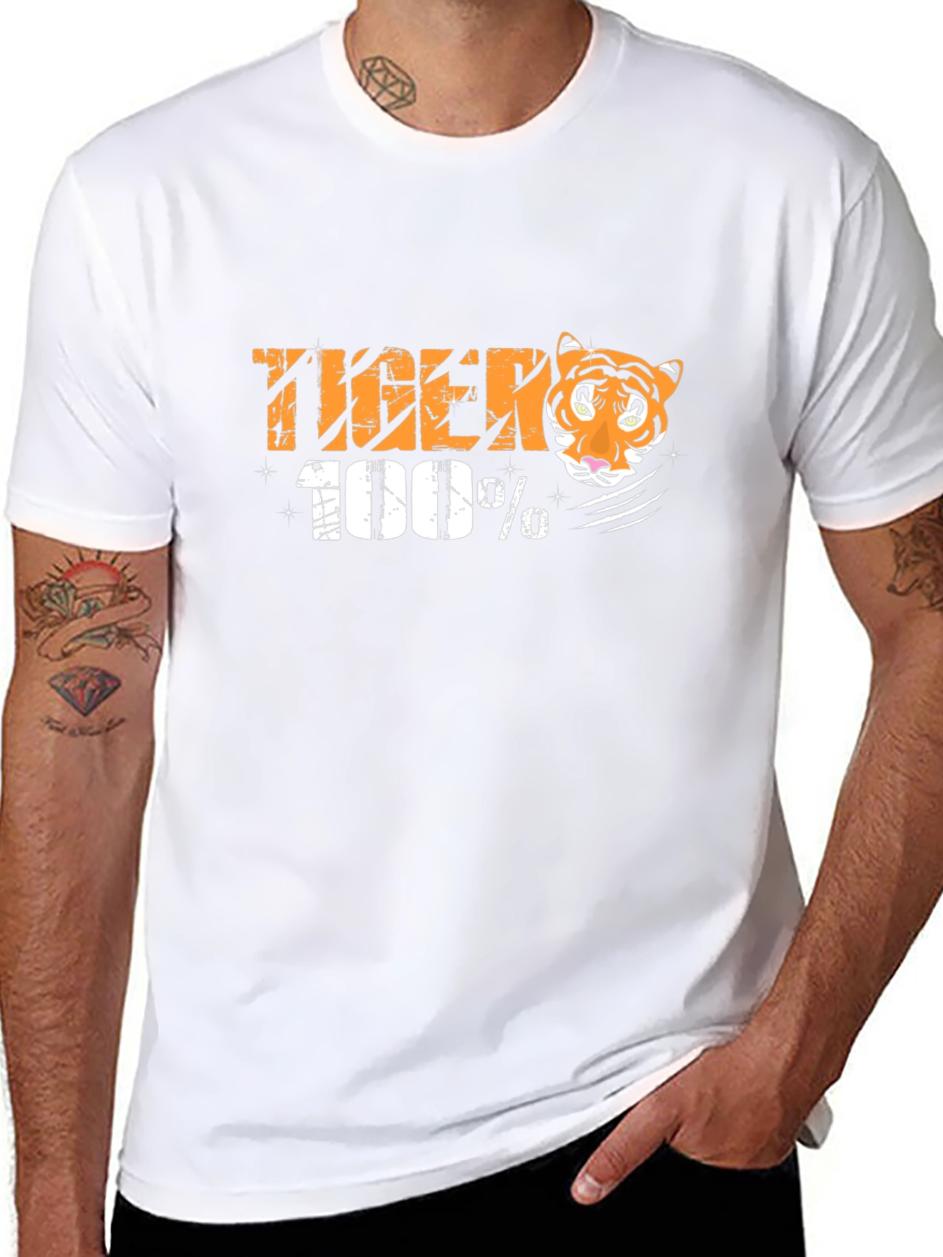 100% Tiger Graphic T-Shirt - Unisex Cotton Tee