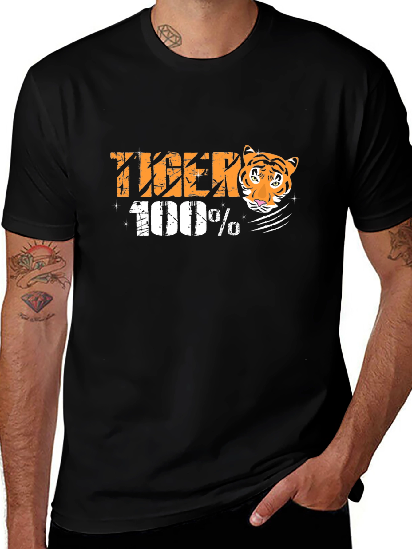 100% Tiger Graphic T-Shirt - Unisex Cotton Tee