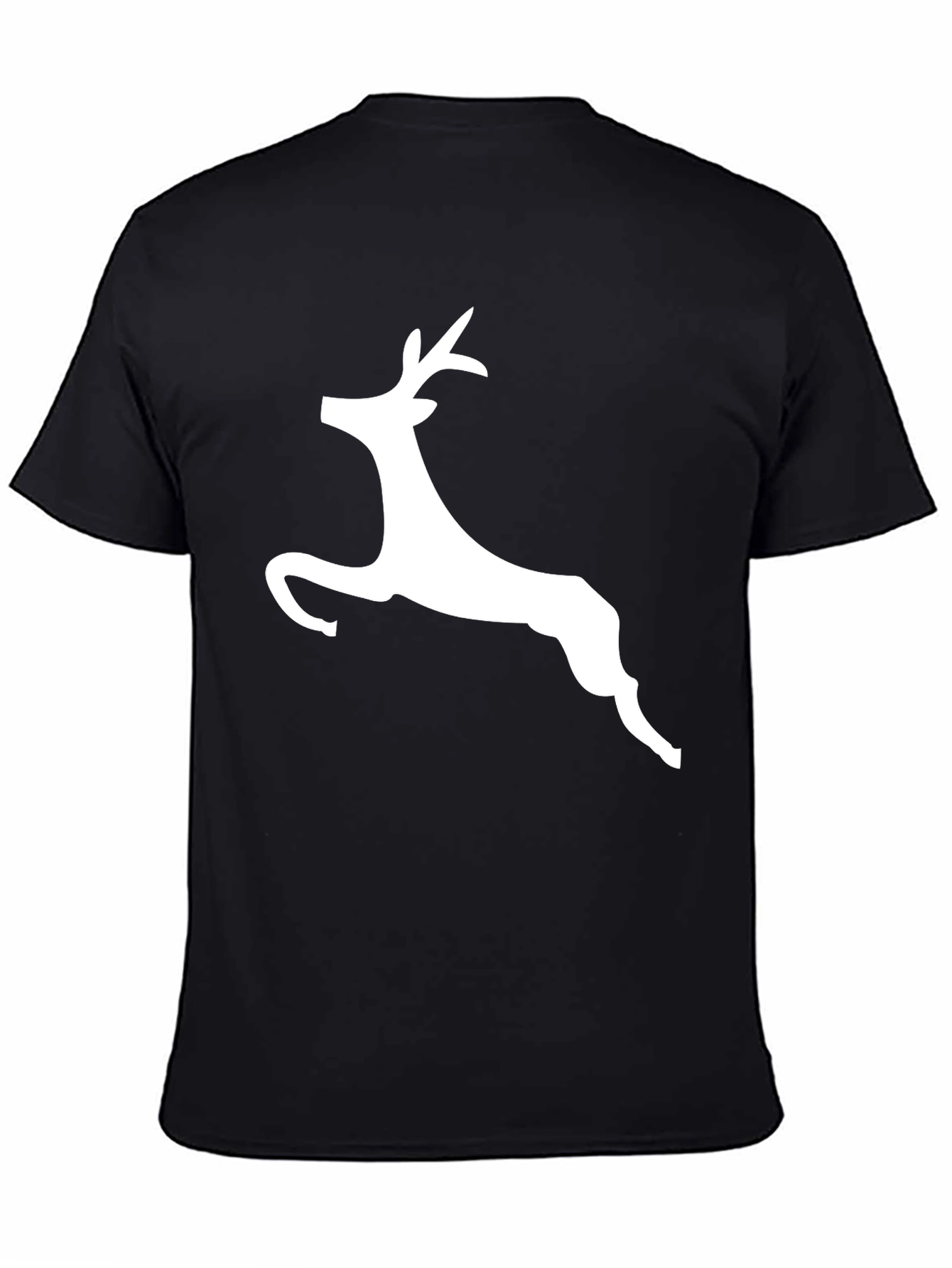 Black T-Shirt with White Reindeer Graphic