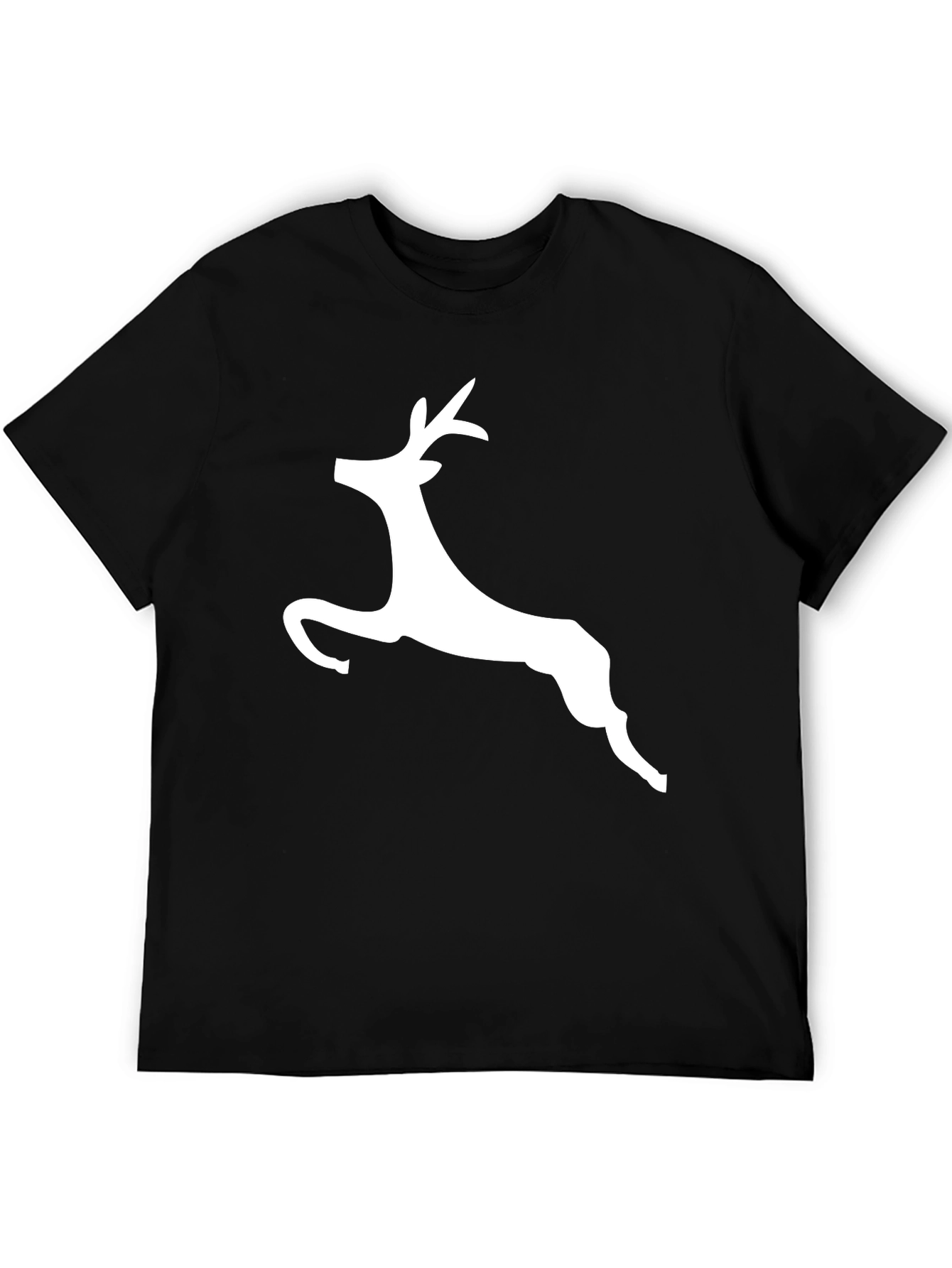 Black T-Shirt with White Reindeer Graphic