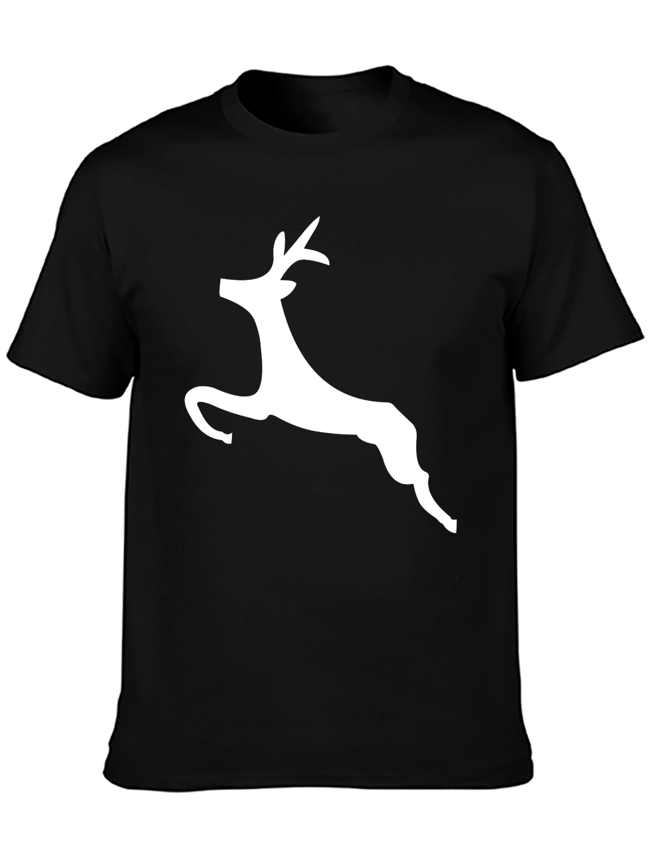 Black T-Shirt with White Reindeer Graphic