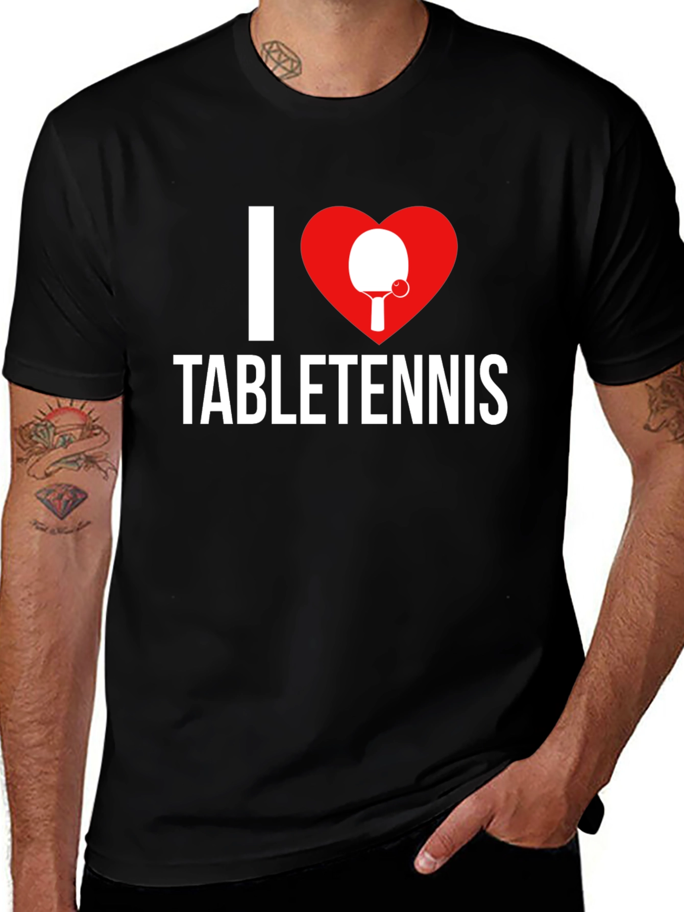 I Heart Table Tennis T-Shirt - Black