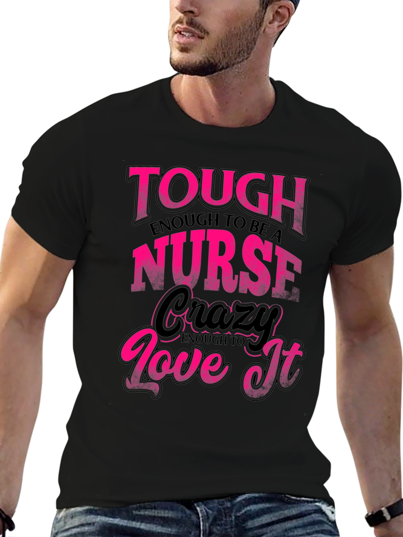Tough Enough Nurse Black Graphic Tee