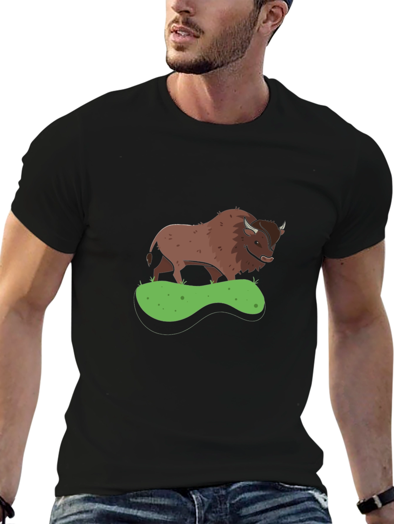 Bison Graphic Tee - Black Casual Shirt