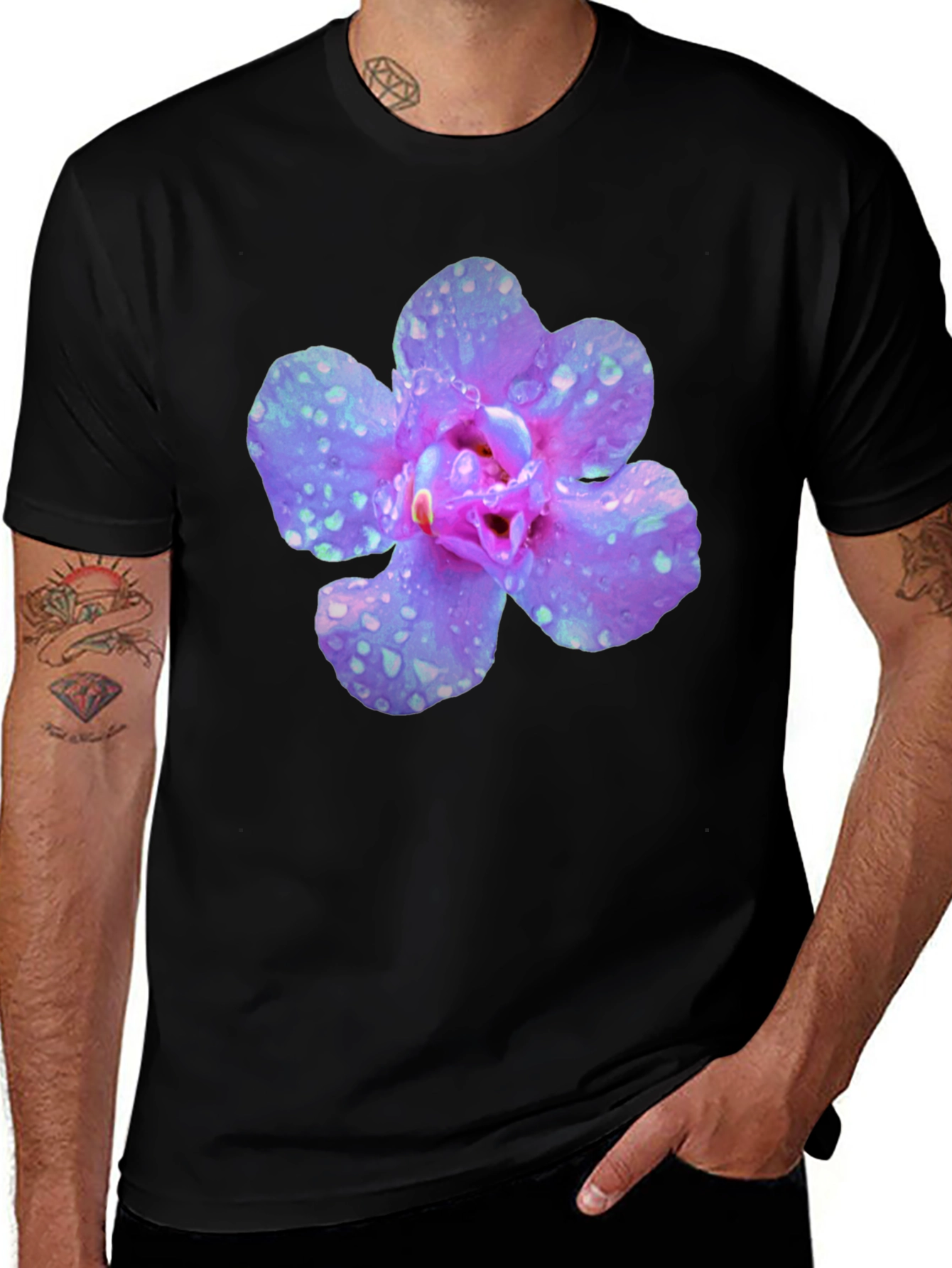 Floral Black T-Shirt for Men