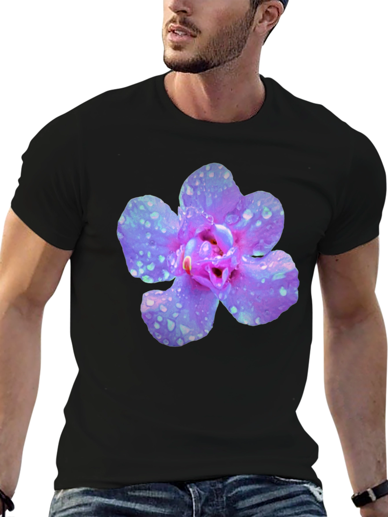 Floral Black T-Shirt for Men