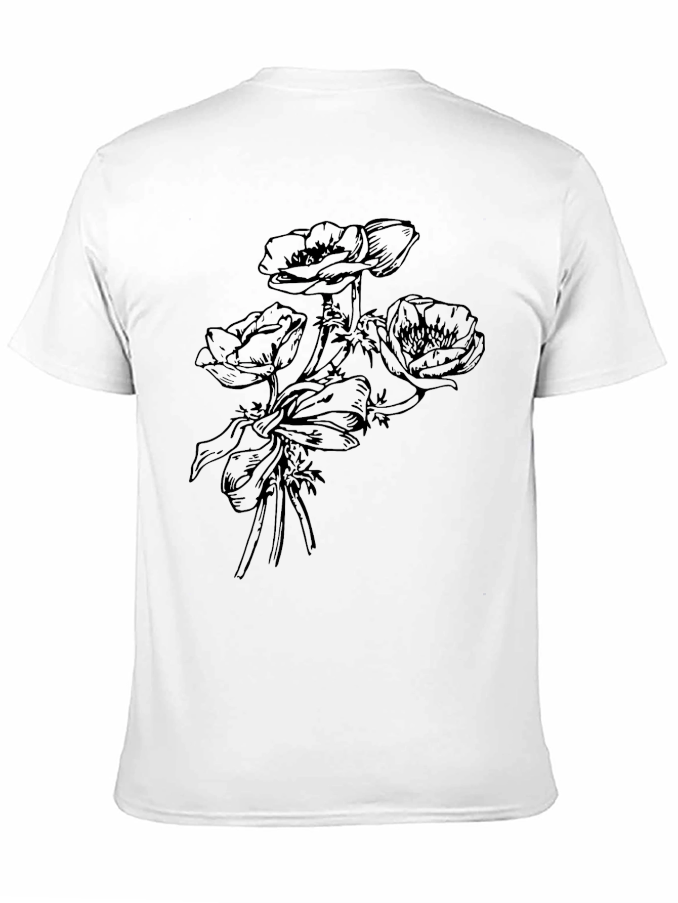 Floral Print Mens T-Shirt - Black