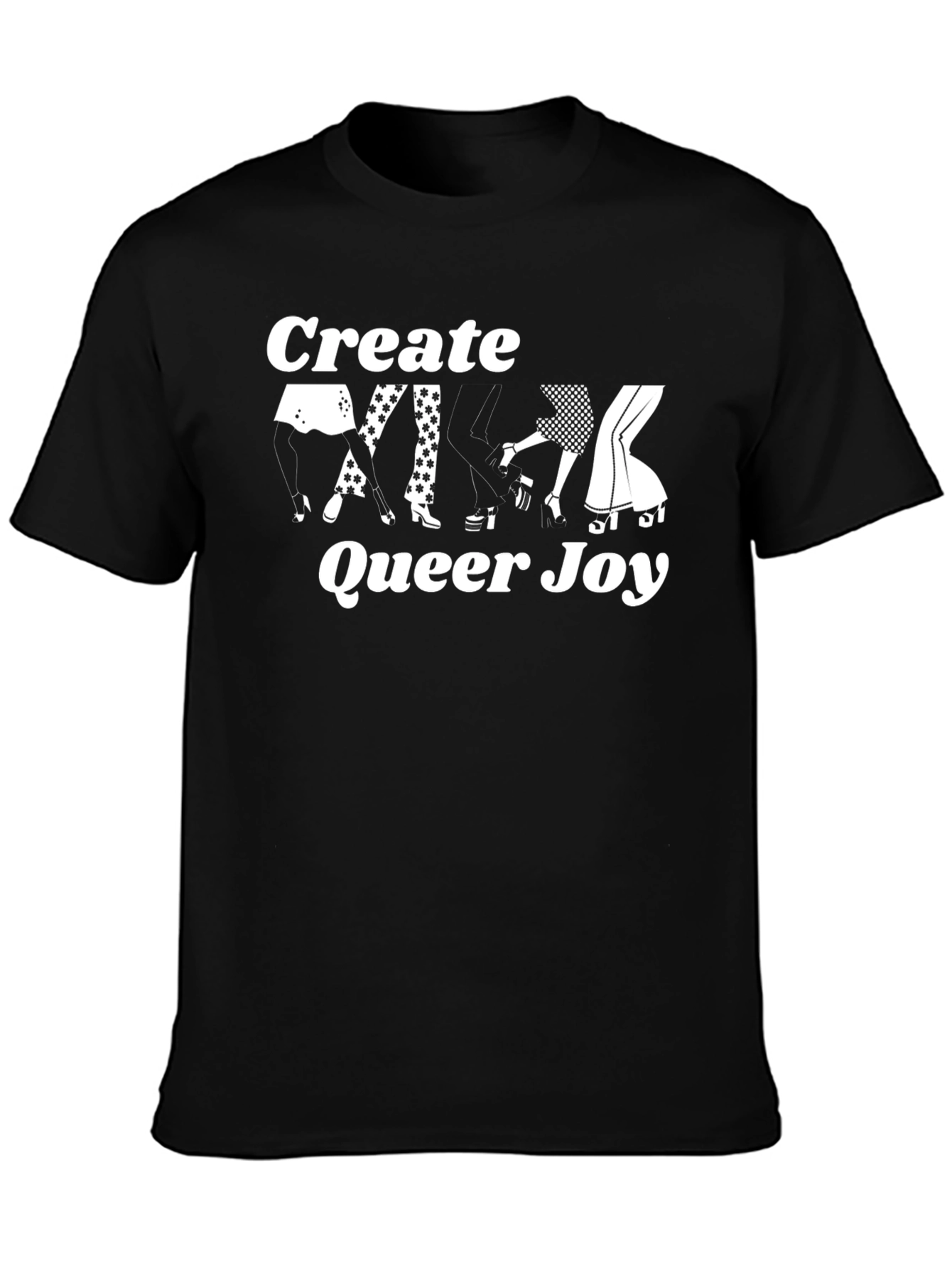 Create Queer Joy Graphic Tee - Black Cotton T-Shirt