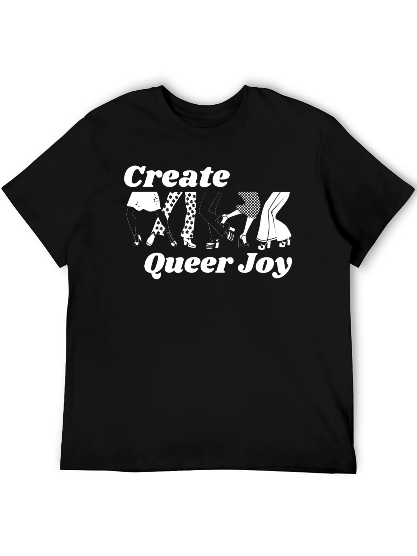 Create Queer Joy Graphic Tee - Black Cotton T-Shirt