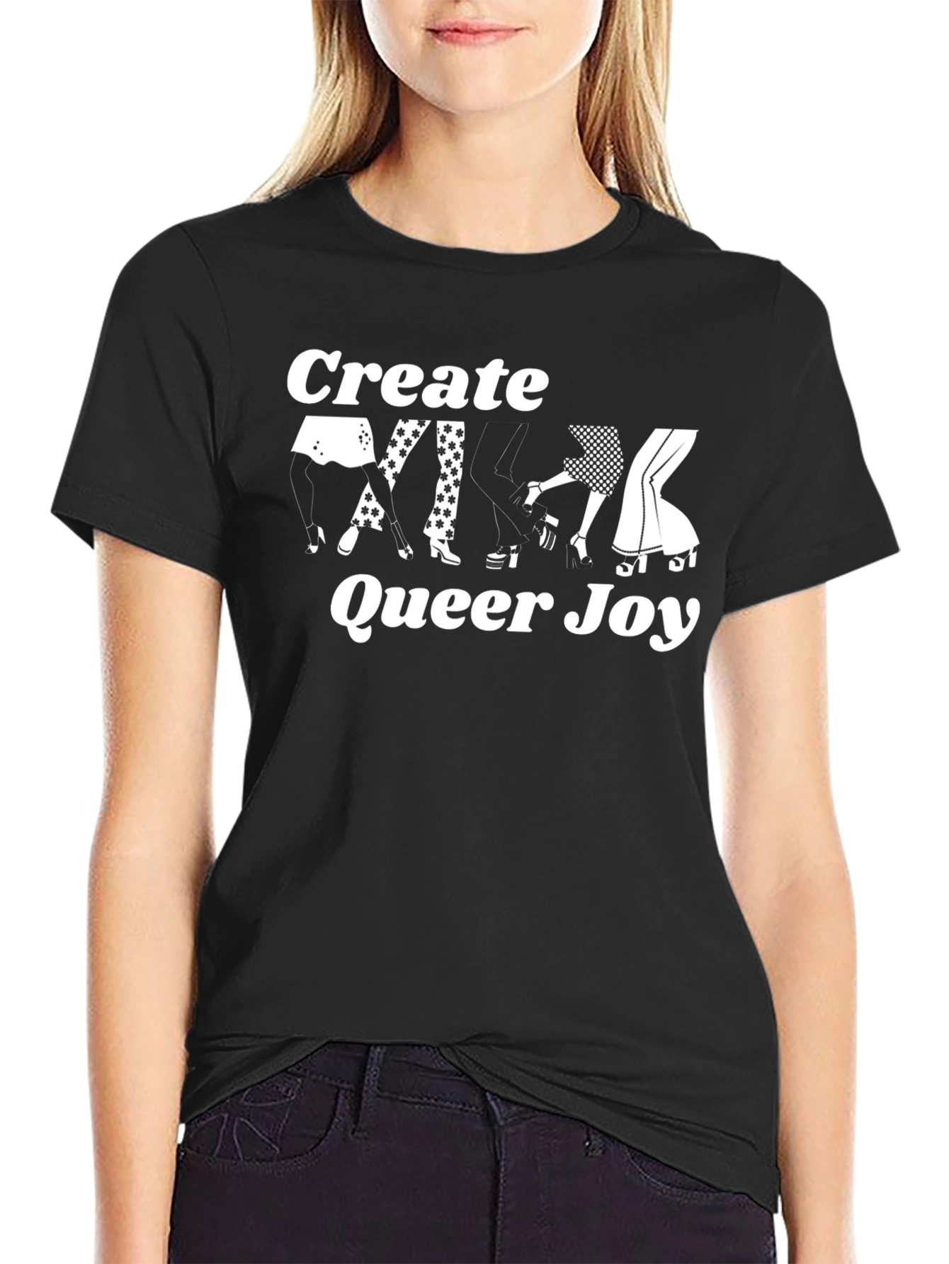 Create Queer Joy Graphic Tee - Black Cotton T-Shirt