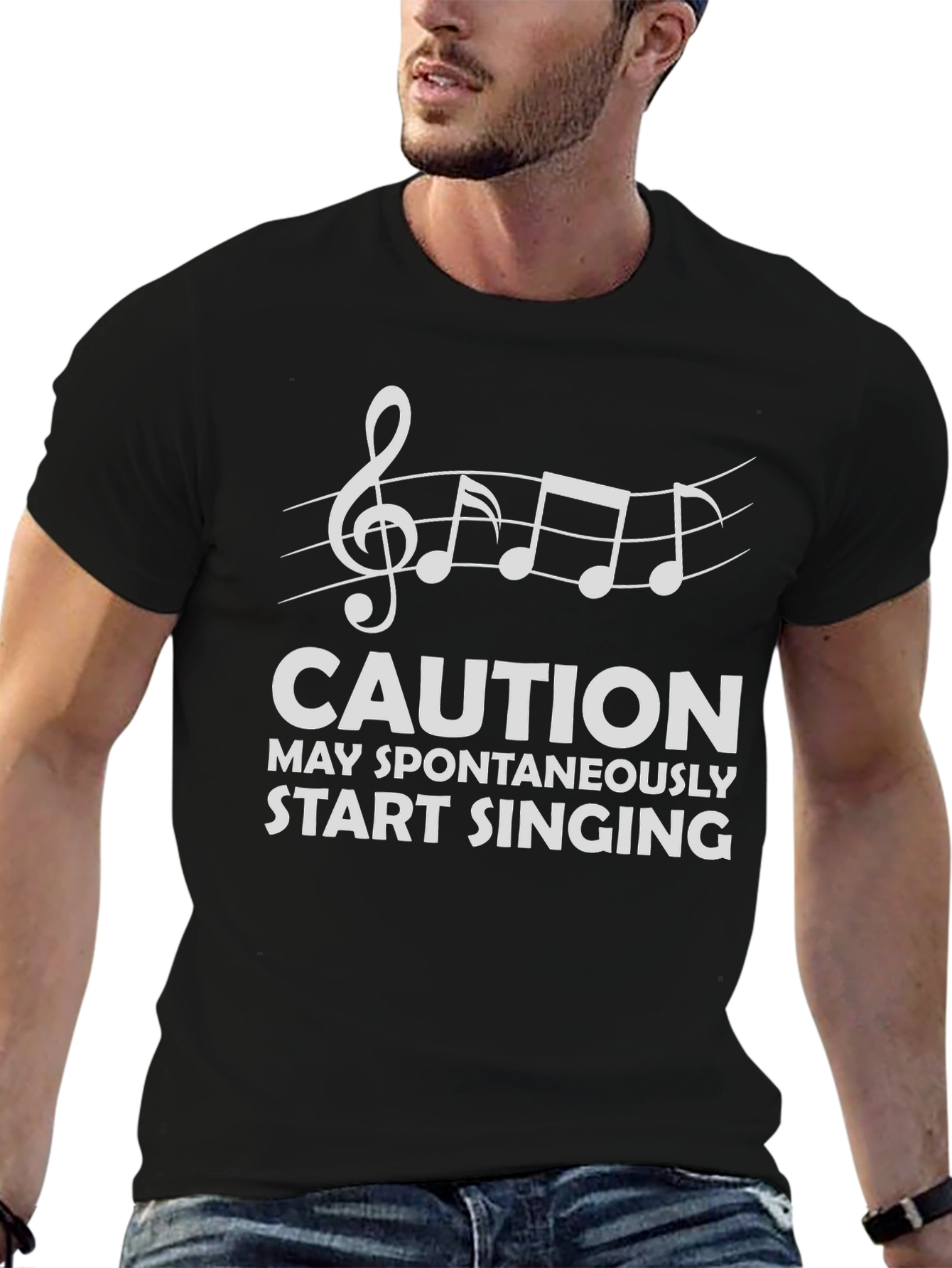Caution May Spontaneously Start Singing Black T-Shirt