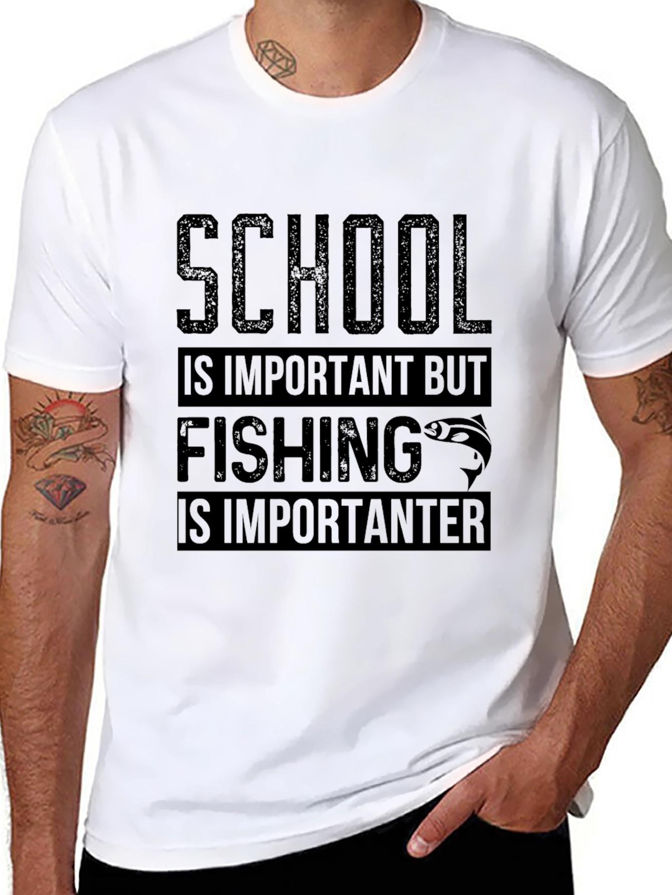 Fishing is Importanter Black T-Shirt